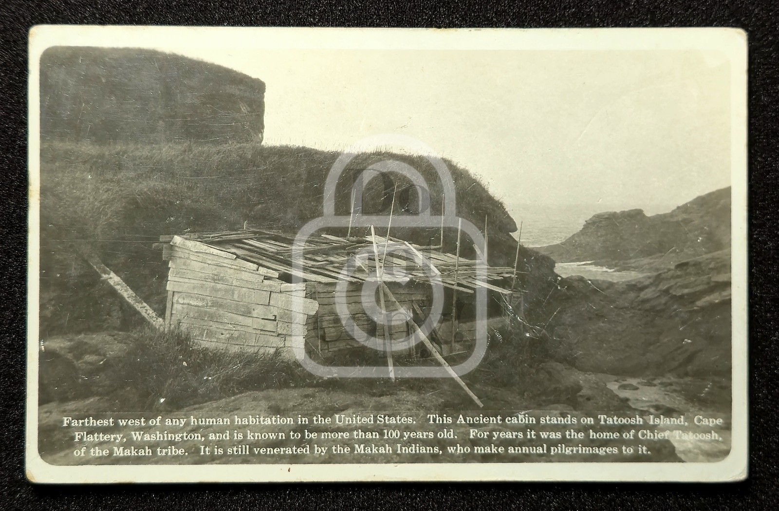 Rare RPPC Rustic Makah Indian Home. Cape Flattery, Washington. C 1917 Clallam Co