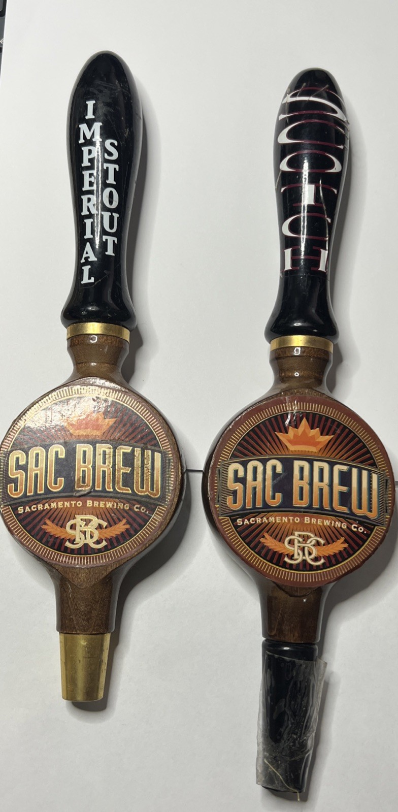 Set of 2 Sac Brew Red Beer Tap Handles Sacramento Brewing 11\