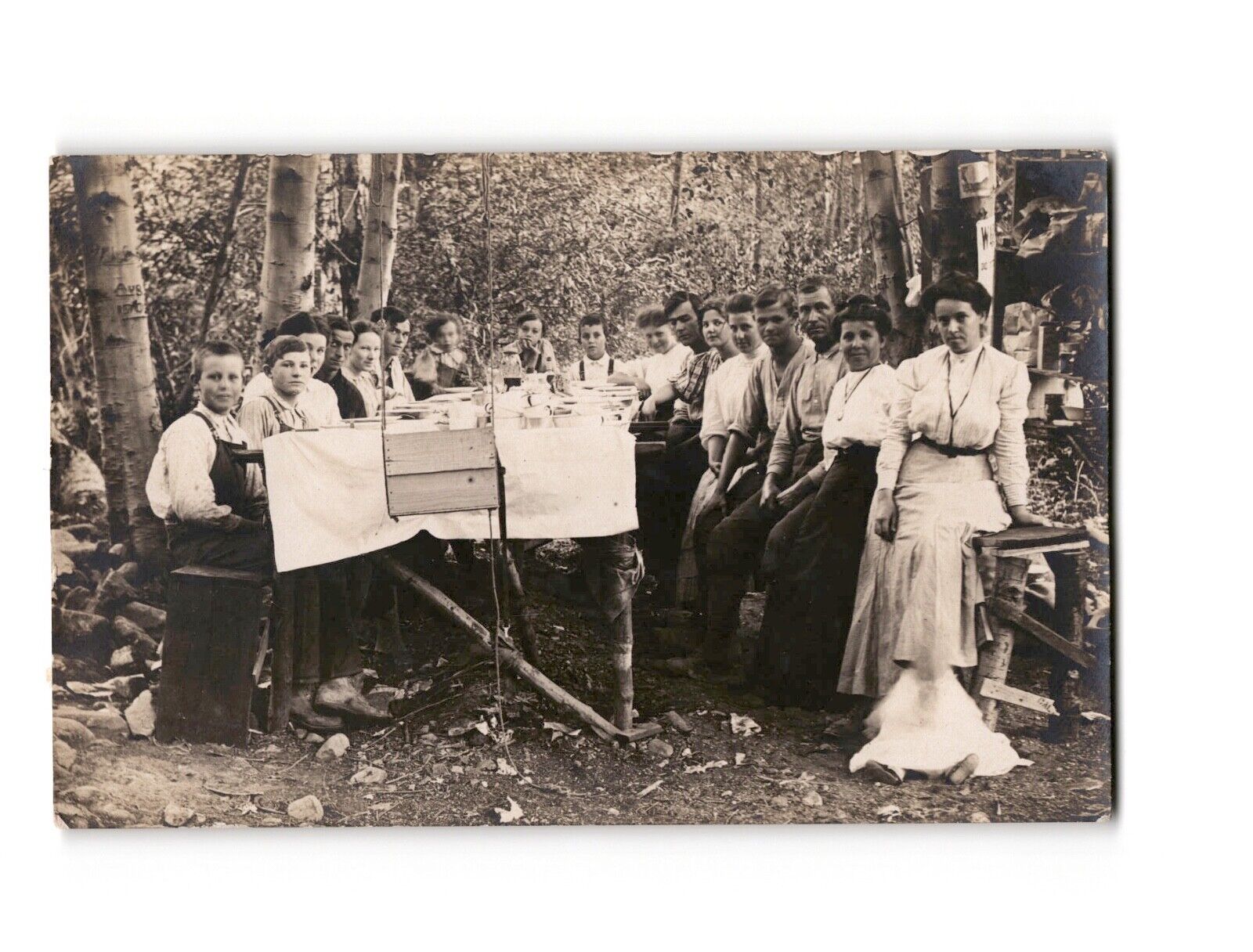 RPPC Vintage Postcard Early 1900s Group Picnic