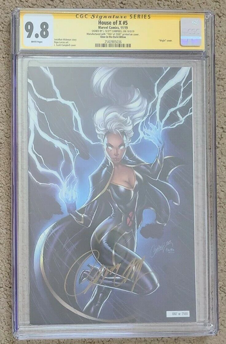 House of X #5 CGC SS 9.8 NYCC 2019 Glow-In--Dark Signed J Scott Campbell /2500