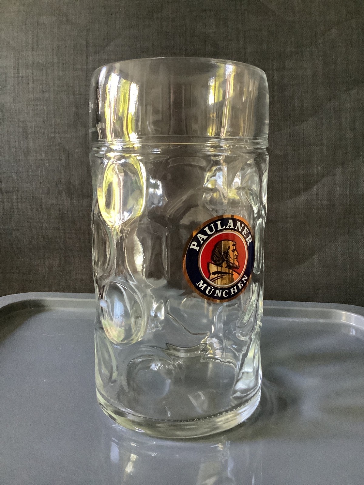 Vintage Large Paulaner Munchen 1 Litre Beer Stein Glass Tankard Vintage Large Paulaner Munchen 1 Litre Beer Stein Glass Tankard