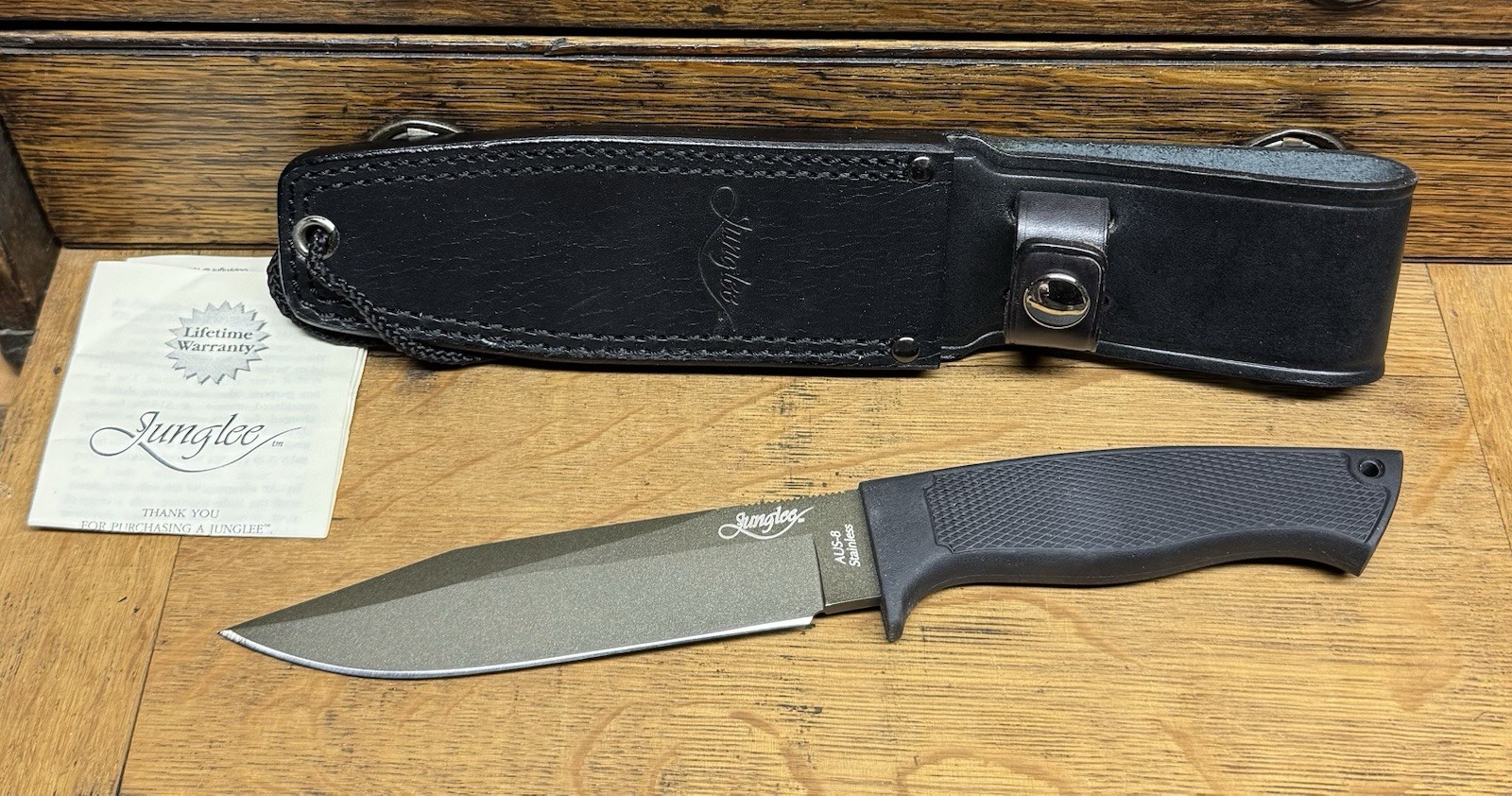 Vintage NIB 1990's Junglee Tactical Drop Clip Knife SEKI JAPAN AUS-8