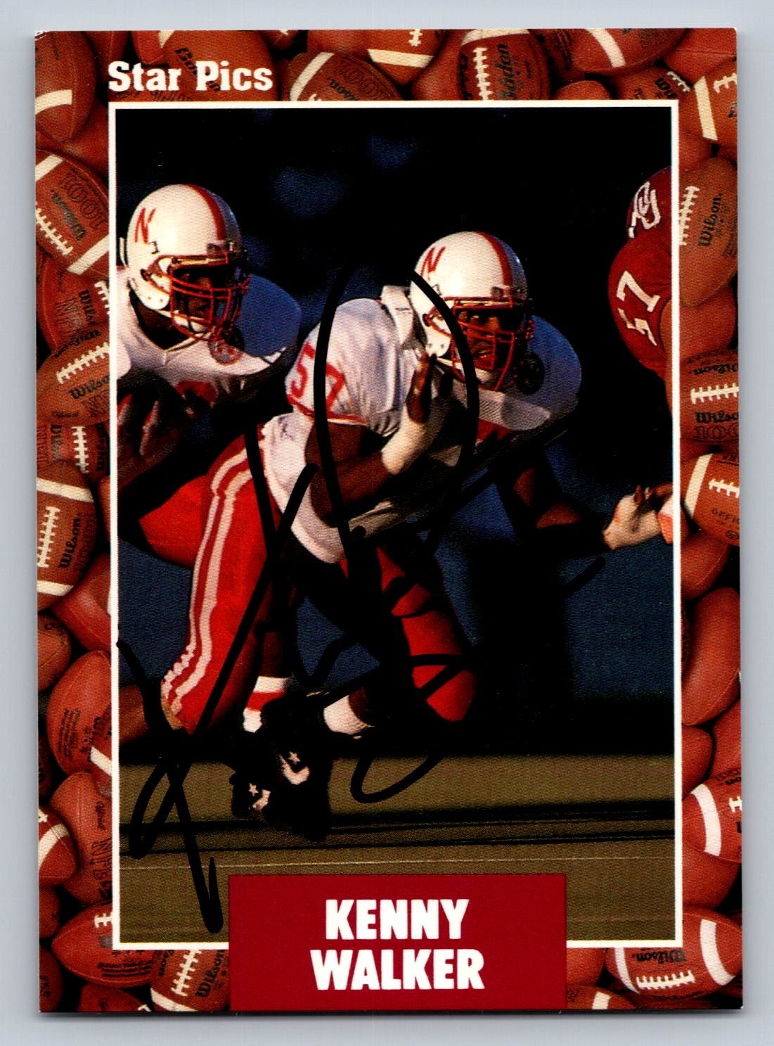 Kenny Walker Signed Autograph 1991 Star Pics Football Card Nebraska DE
