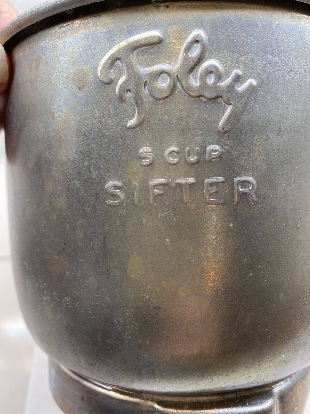 VINTAGE Foley 5 Cup Flour Sifter Aluminum COLLECTIBLE ANTIQUE