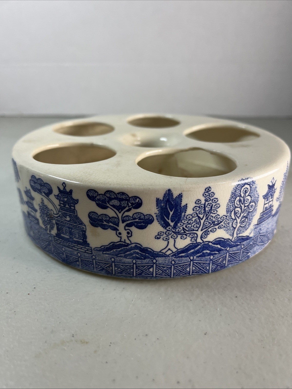 Vintage Condiment Set Blue Willow Base Tray Holder Japan Bulb Planter Vintage Condiment Set Blue Willow Base Tray Holder Japan Bulb Planter