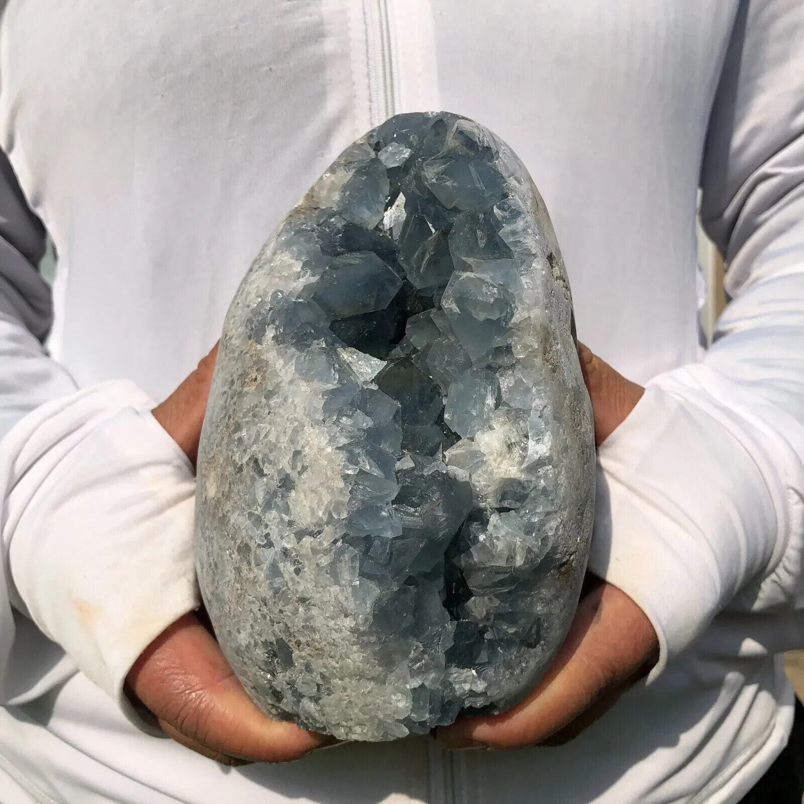 6.6 LB Natural Celestite Geode Quartz Crystal Cluster Mineral - Madagascar