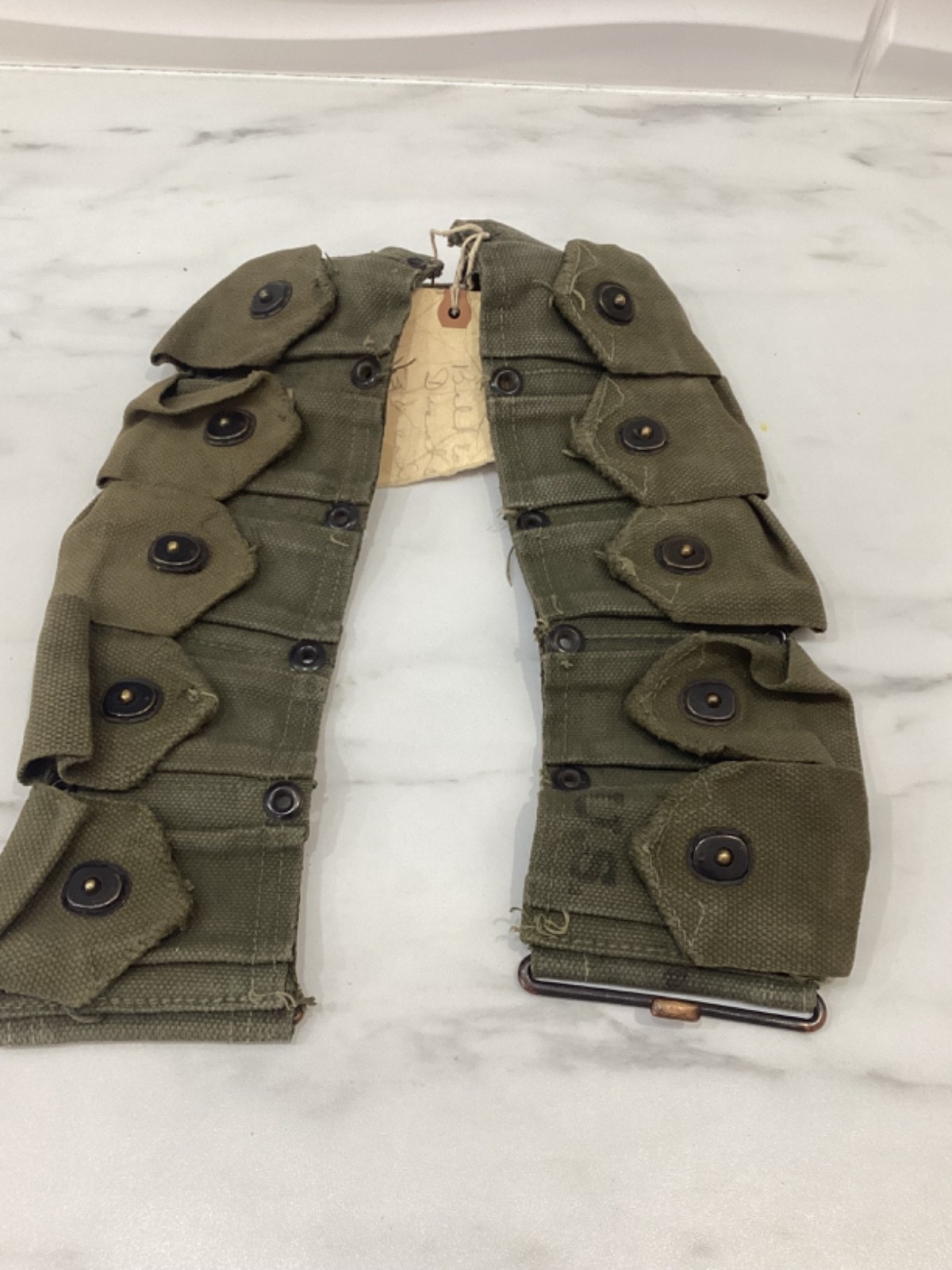 Vintage WWII US ARMY RIFLE 10 POCKET AMMO BELT