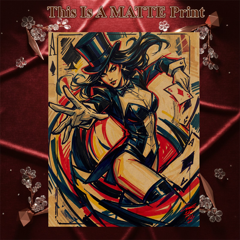 Zatanna Color Illustration Mixed Media Fine Art Print 8.5x11 - Keyeske