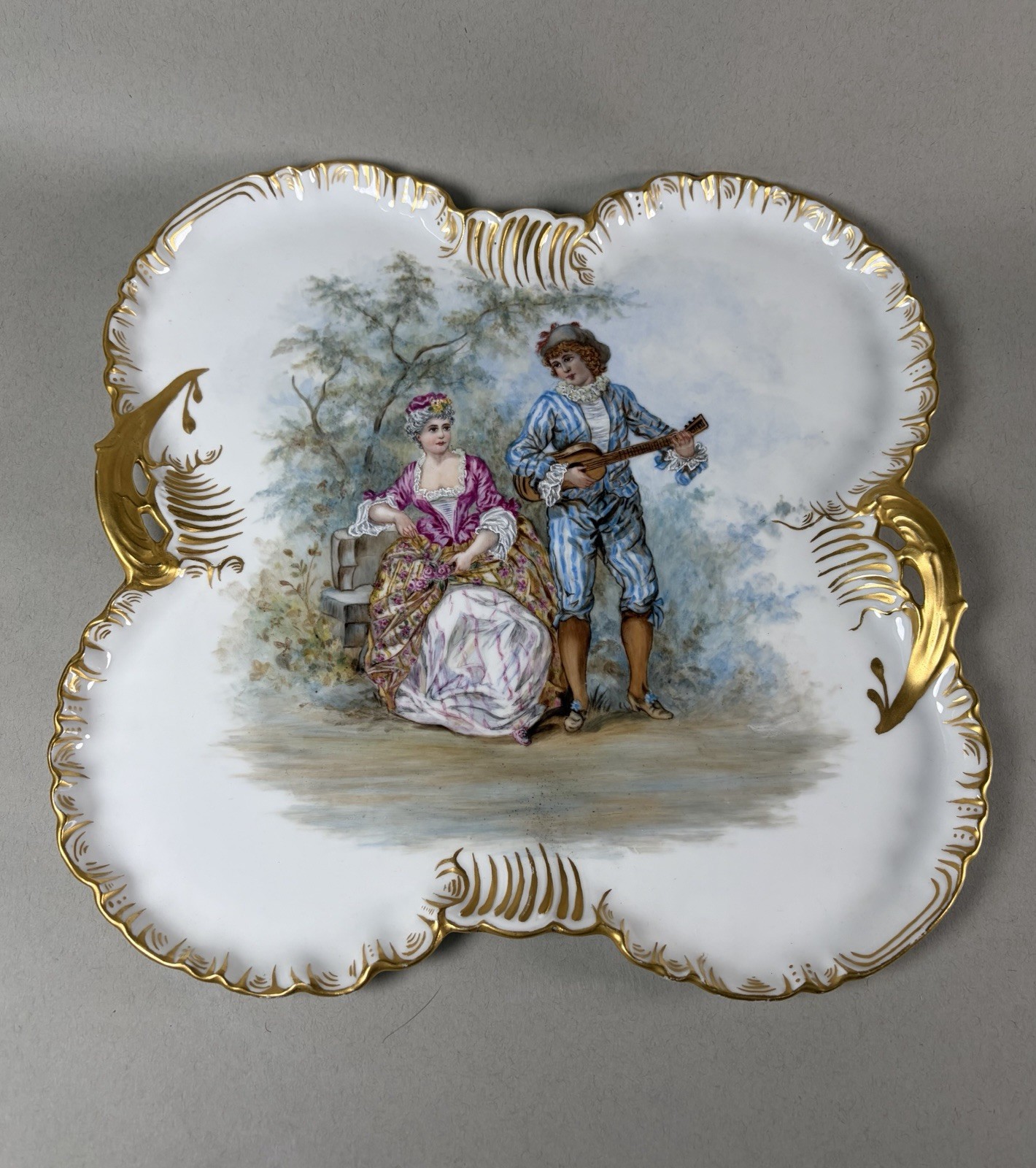 ANTIQUE CFH GDM Limoges Gilt Square Serving Platter