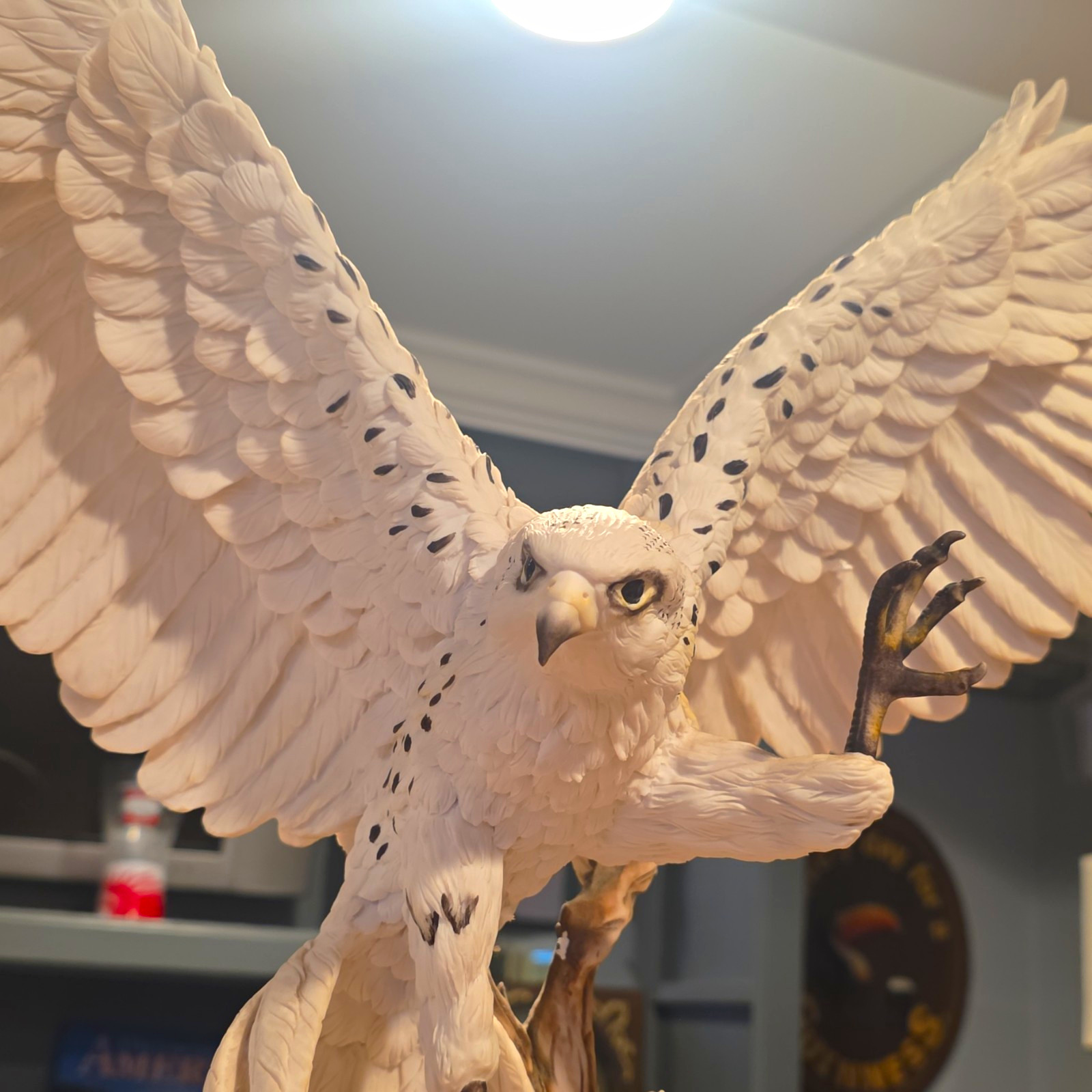 Eagle Bird Figurine Statue Sculpture with Spread Wings on Tree Branch Base