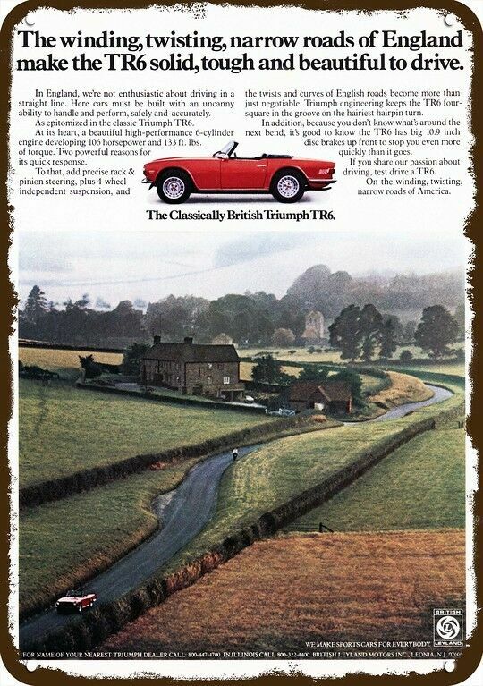 1974 TRIUMPH TR6 CONVERTIBLE CAR Vintage Look DECORATIVE REPLICA METAL SIGN 1974 TRIUMPH TR6 CONVERTIBLE CAR Vintage Look DECORATIVE REPLICA METAL SIGN