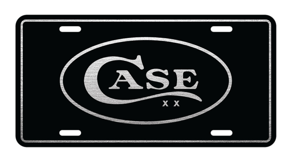Case Knives Cutlery Laser Etched Black over Brushed Aluminum License Plate Tag