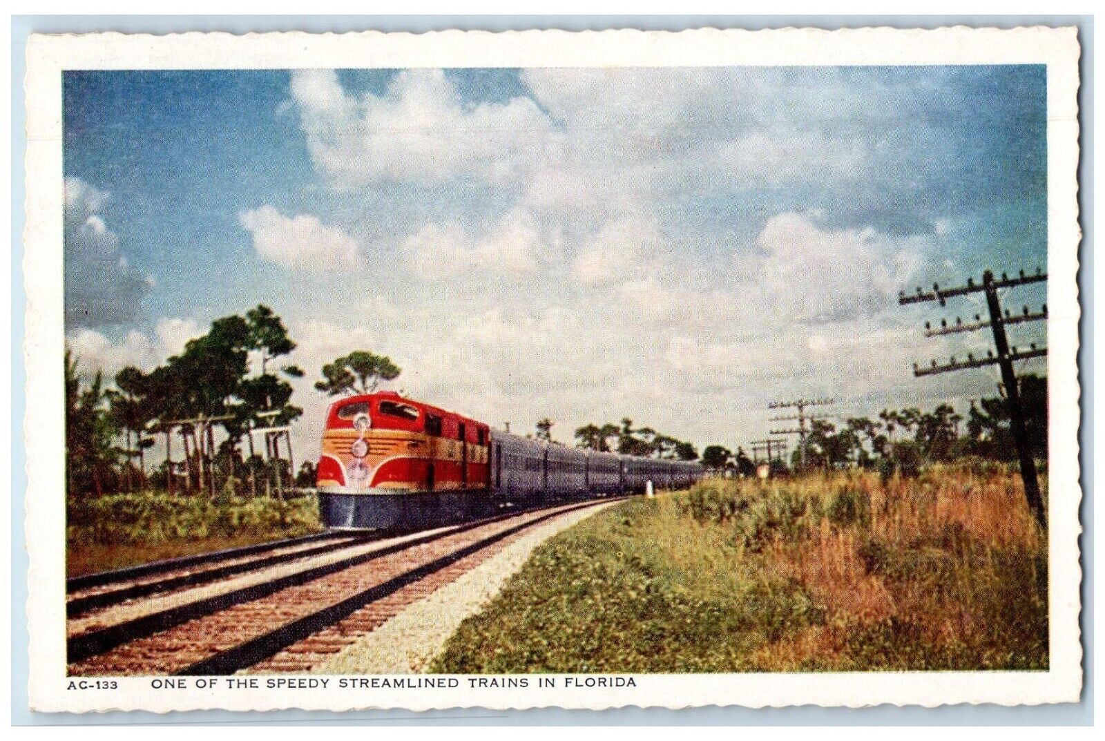 c1930\'s One Of The Speedy Streamlined Trains In Florida FL Vintage Postcard