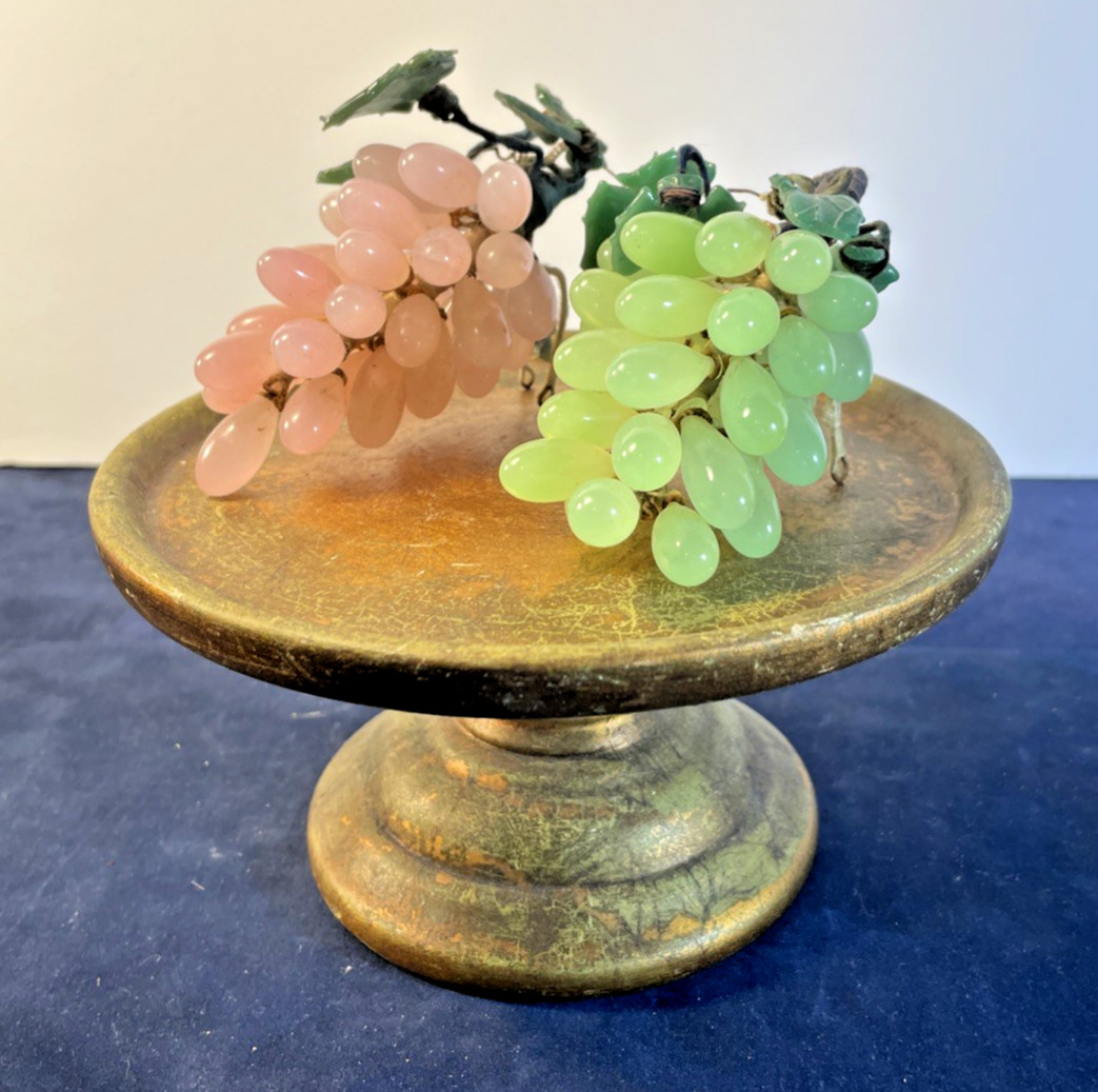 Vintage Hand Carved Rose Quartz & Jade Grapes Teardrop Clusters Miniature Bunchs Vintage Hand Carved Rose Quartz & Jade Grapes Teardrop Clusters Miniature Bunchs