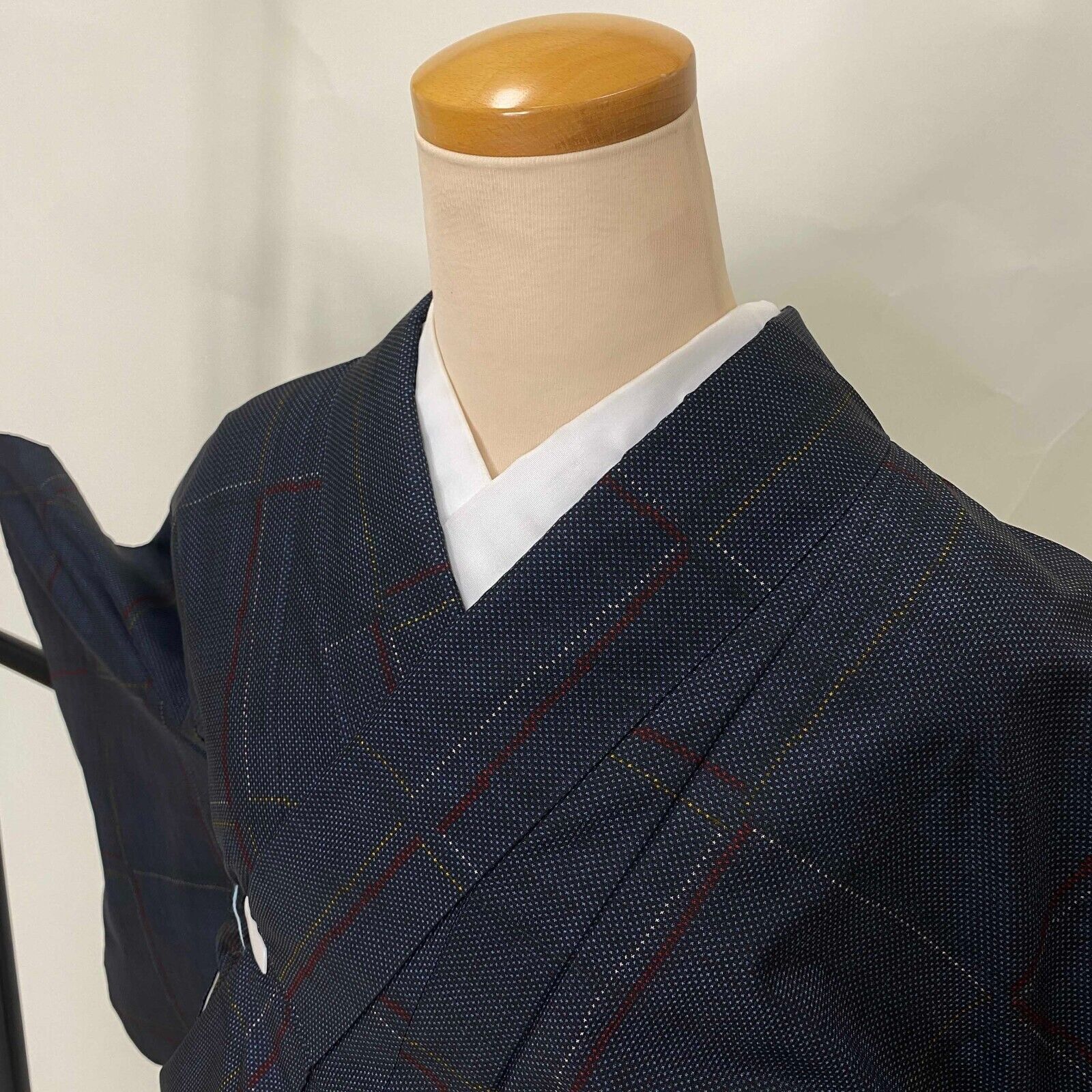 VINTAGE Japanese Kimono Indigo Oshima Tsumugi Silk 7 Maruki  S size G-624