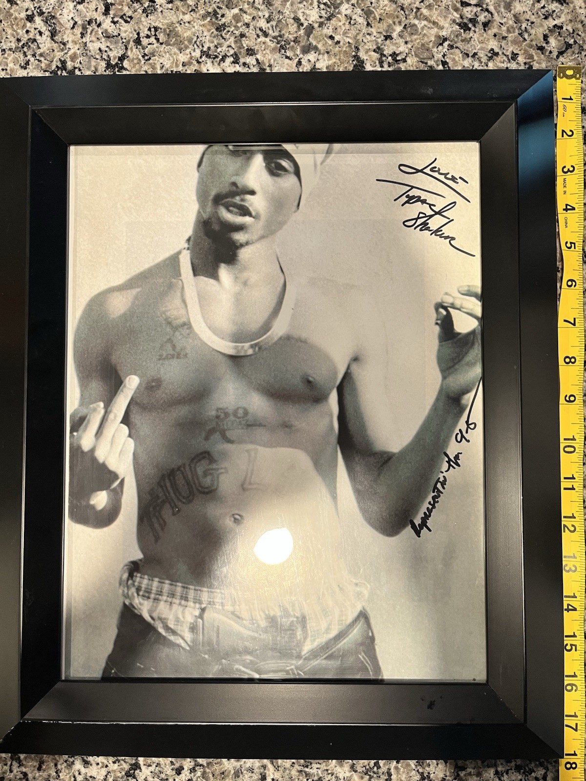 Vintage Tupac 2Pac Framed Photo Mike Miller 1994 8x10 w/ 2002 COA Novelty As-Is