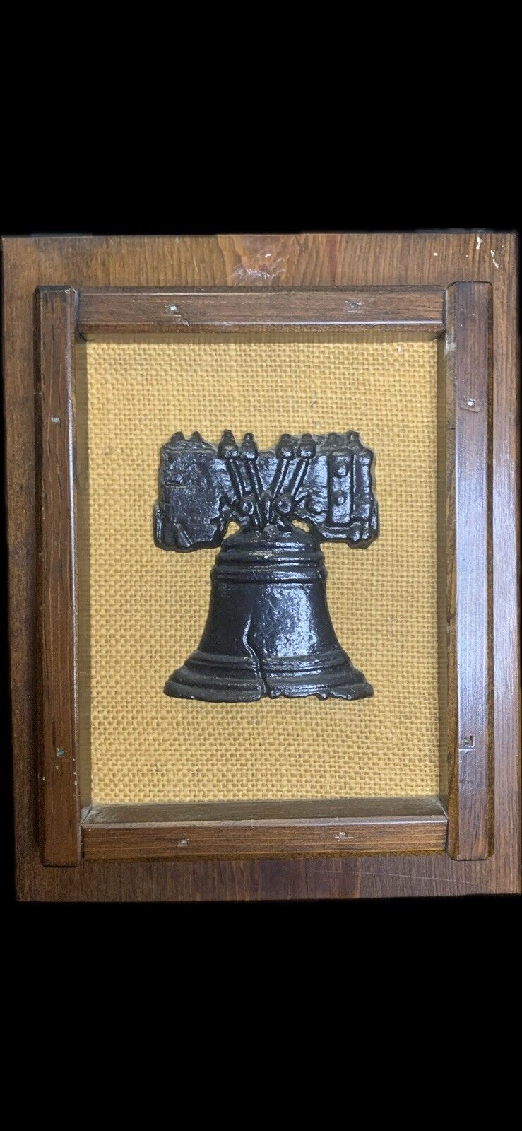 **RARE** Vintage Metal Liberty Bell Mounted on Solid Wood
