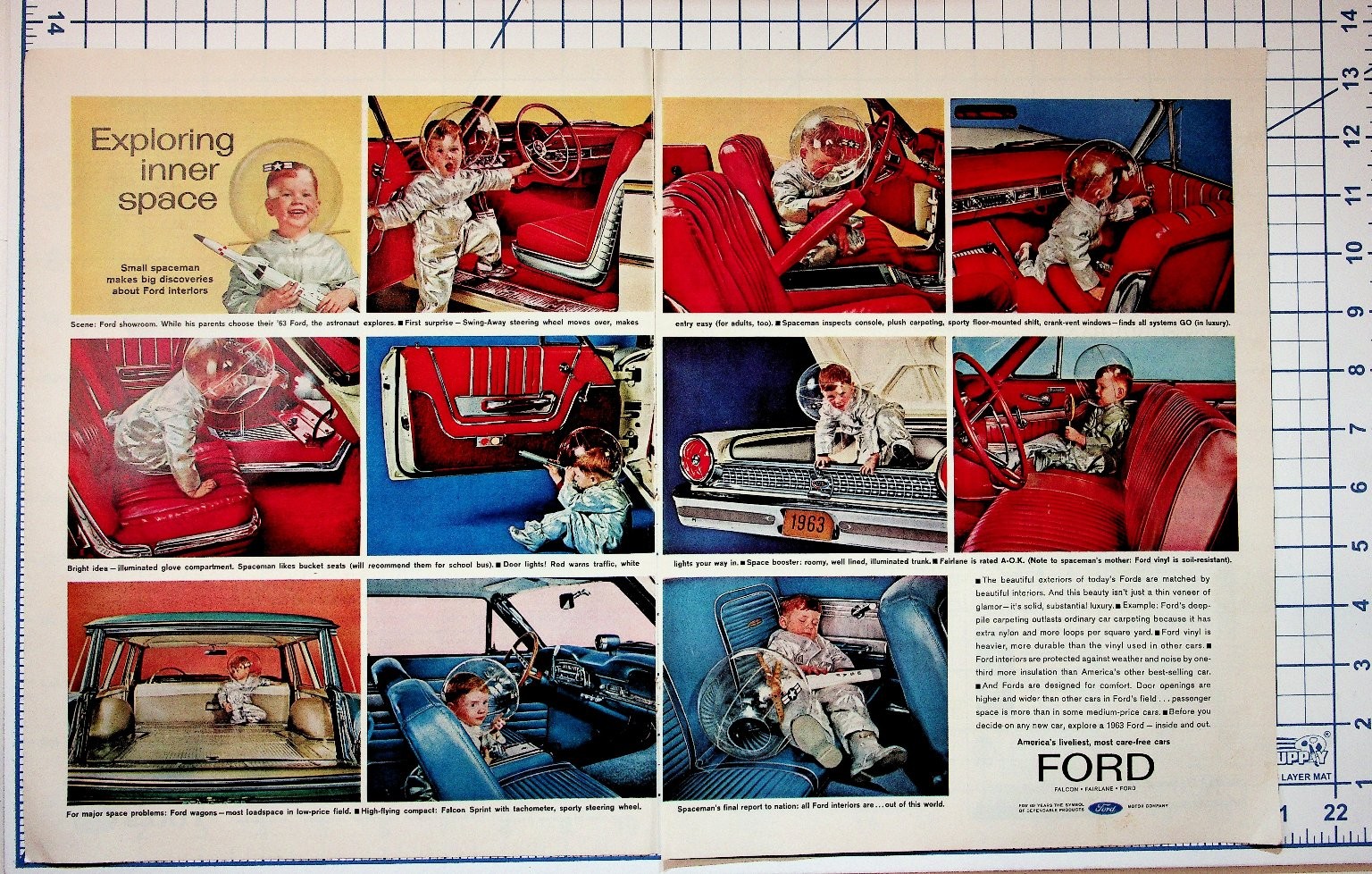 1963 Ford Cars Ad Spaceman Exploring Interior Falcon Fairlane Wagon Print 1963 Ford Cars Ad Spaceman Exploring Interior Falcon Fairlane Wagon Print