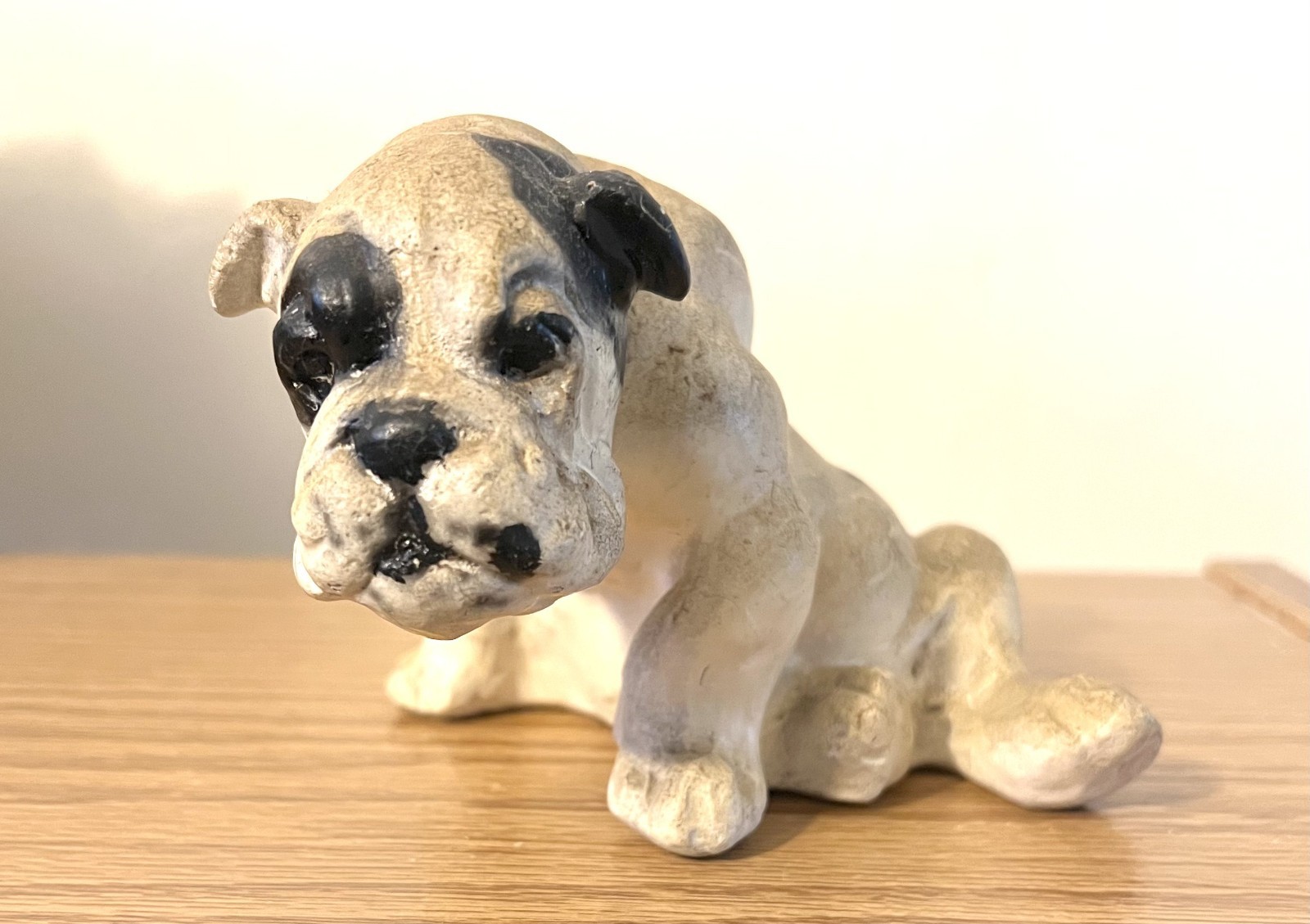 Vintage Chalkware Bulldog Jan Allan Signed 5\