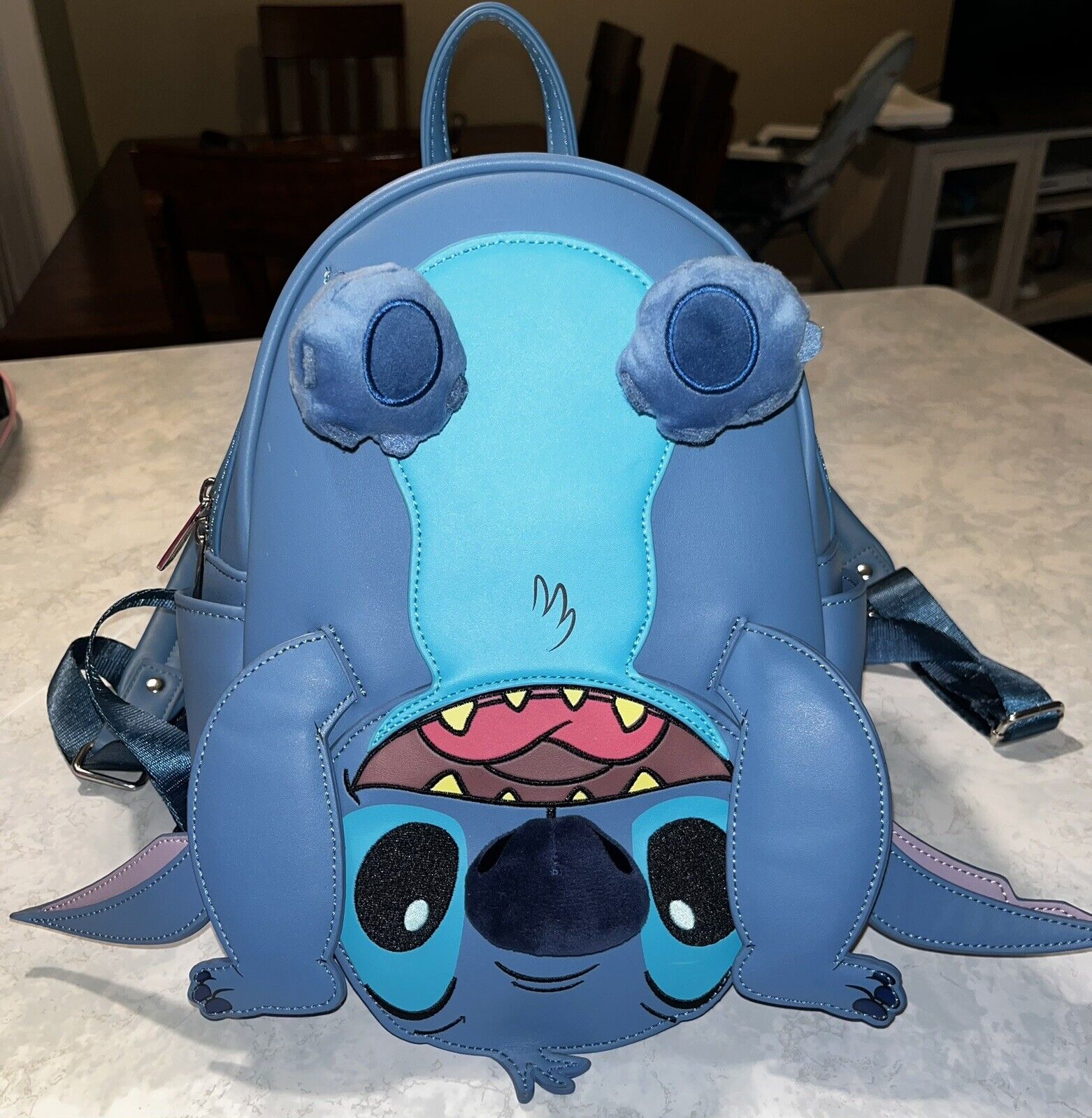 DISNEY LOUNGEFLY STITCH UPSIDE DOWN MINI BLUE BACKPACK NEW Without Tags