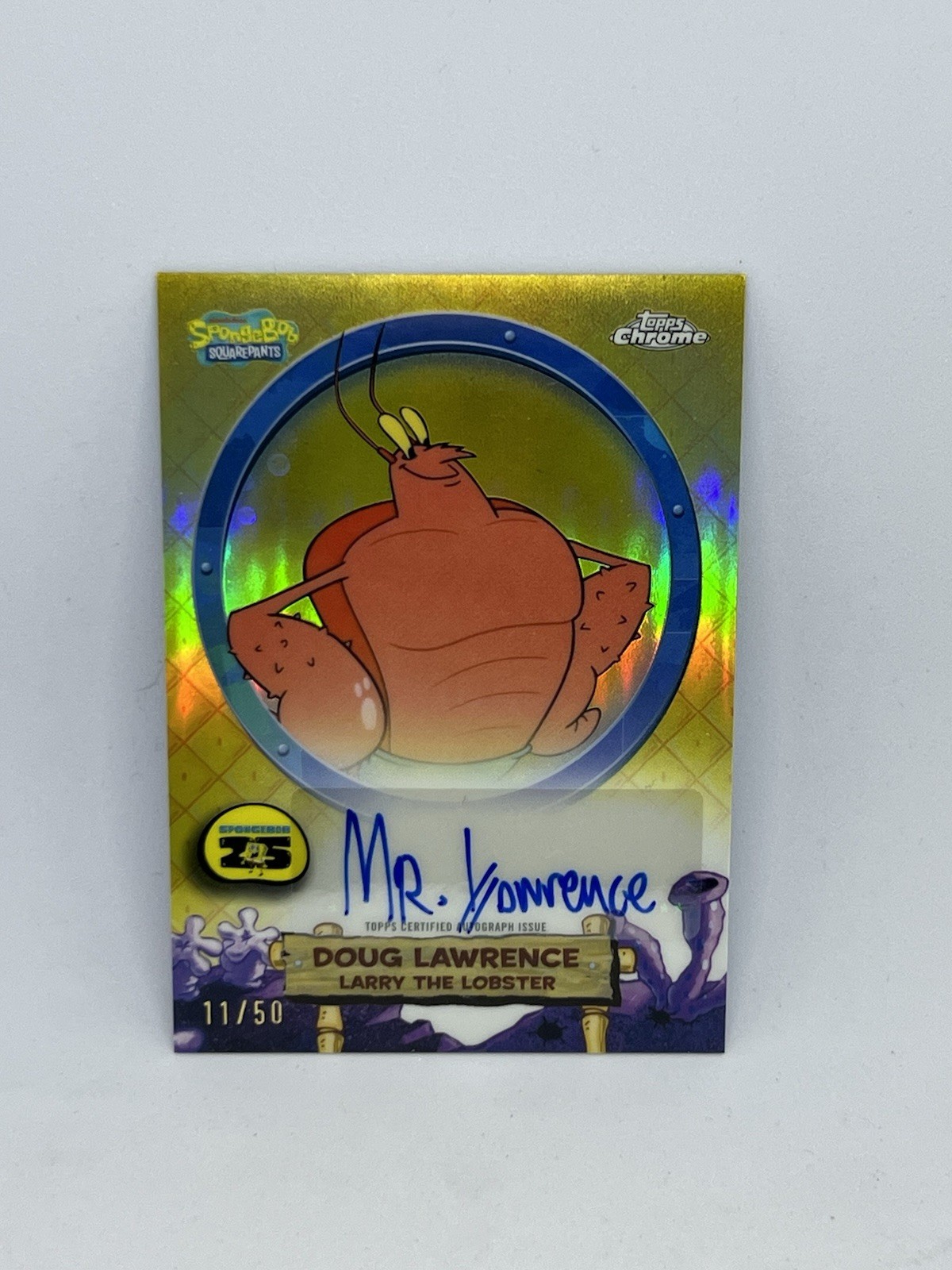 2025 Topps Chrome SpongeBob Larry The Lobster Solo Autograph True Gold /50