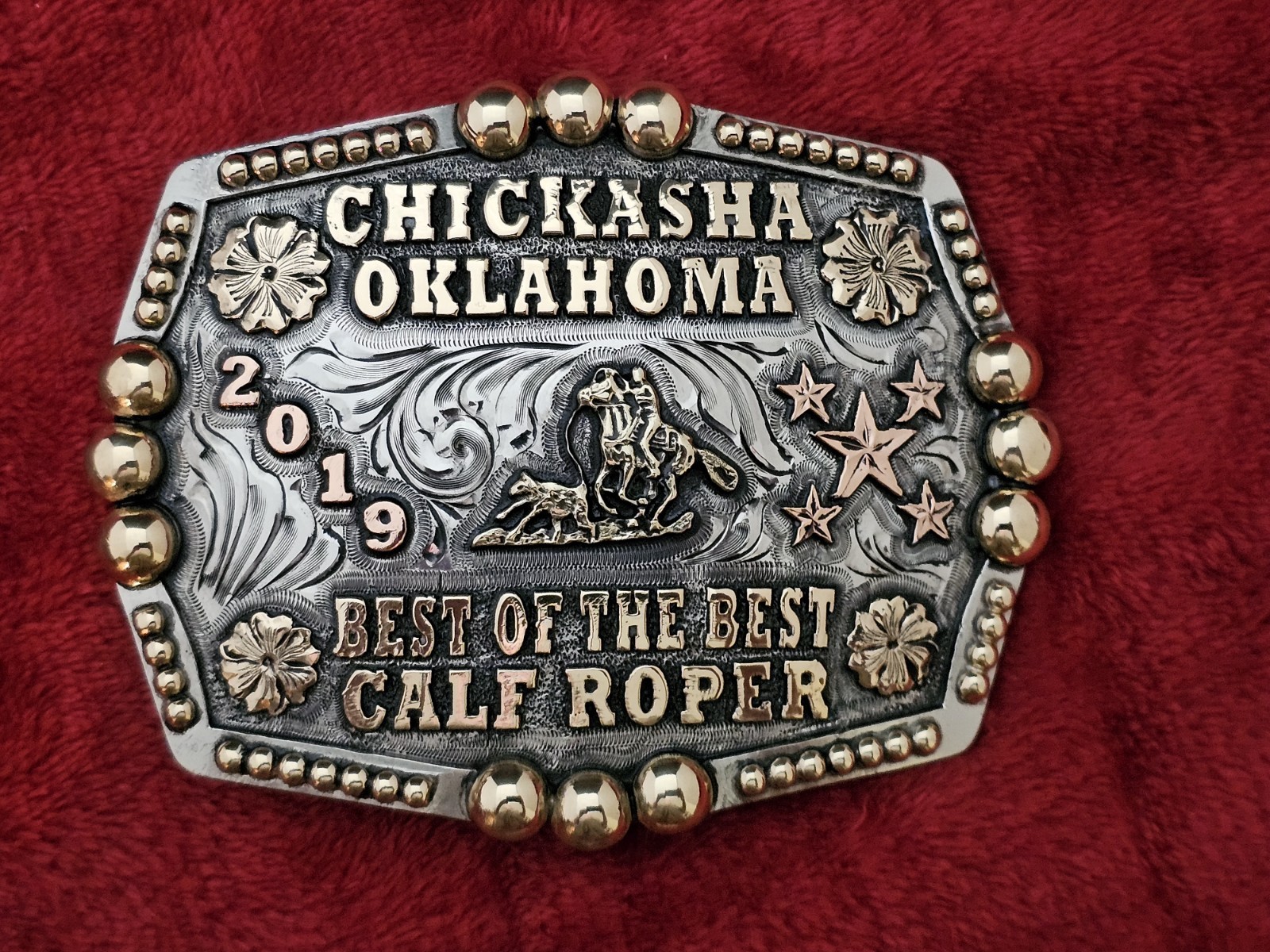 Calf Roping☆2019☆Chickasha Oklahoma RODEO CHAMPION TROPHY BUCKLE☆Rare☆447