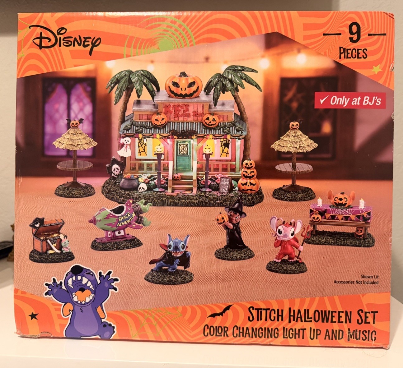 2026 Disney Stitch Halloween Light Up Hut Set Music 9 Pc BJ’s Exclusive NEW