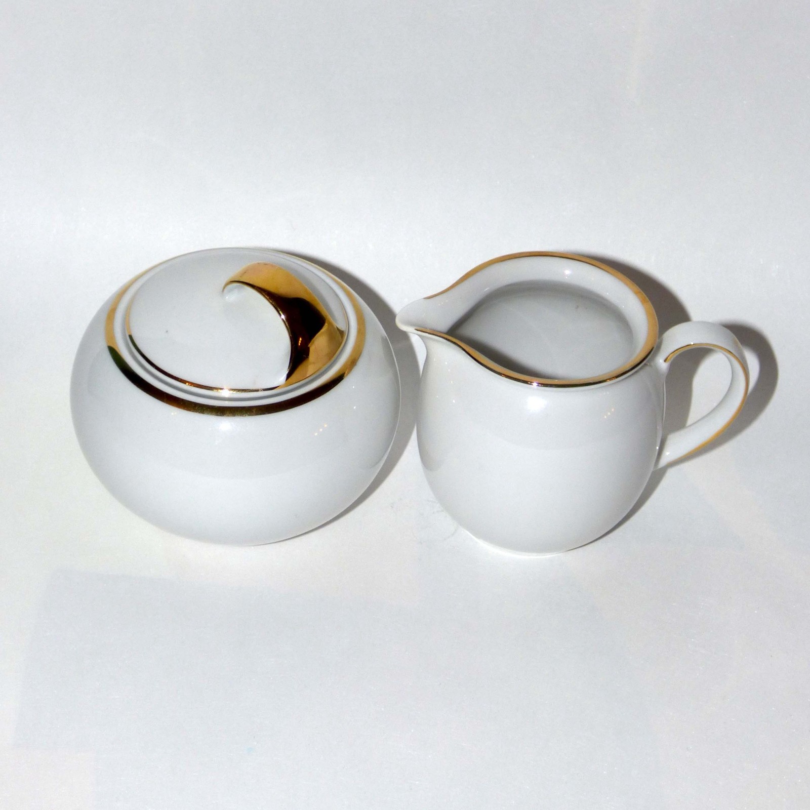 Vintage Winterling Bavaria Porcelain Sugar Bowl & Creamer Gold Trim