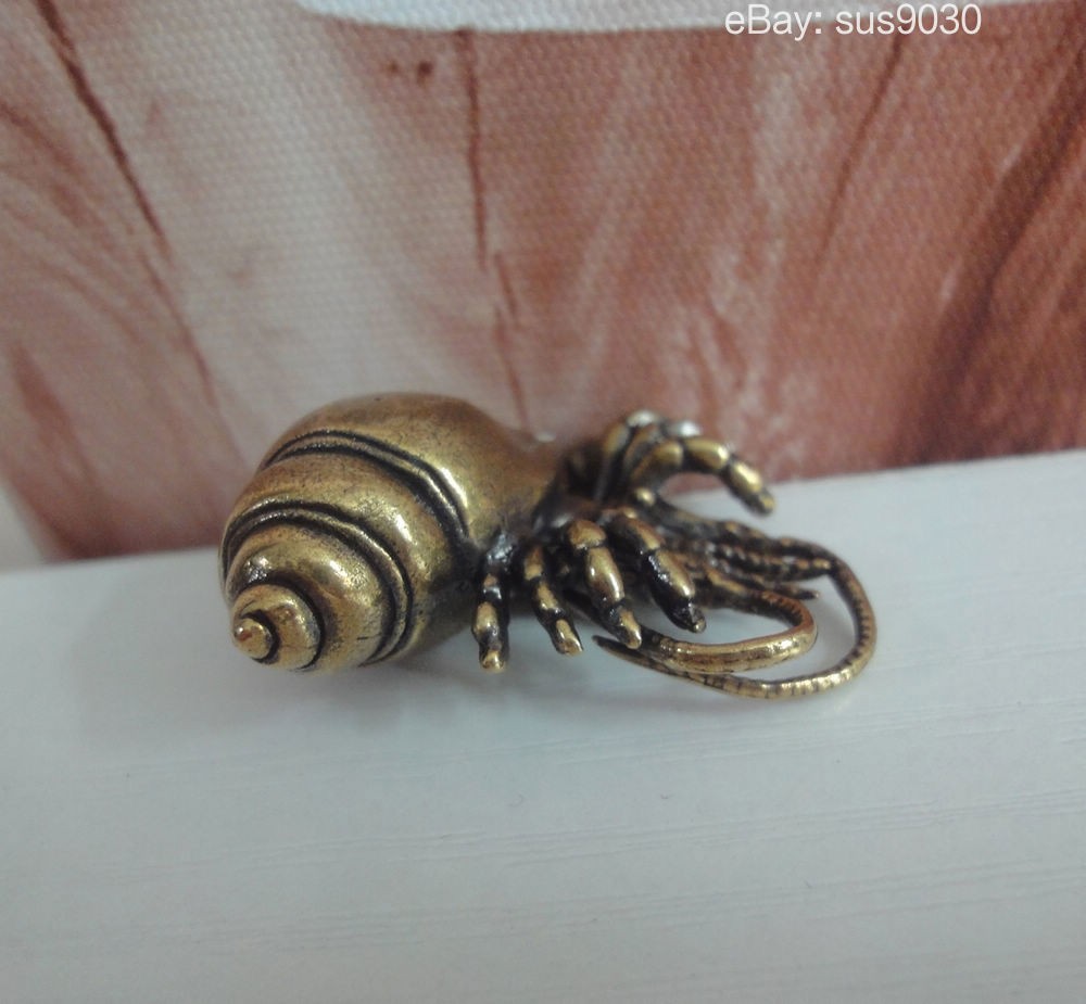 Vintage Solid Brass Hermit Crab Figurine Animal Statue