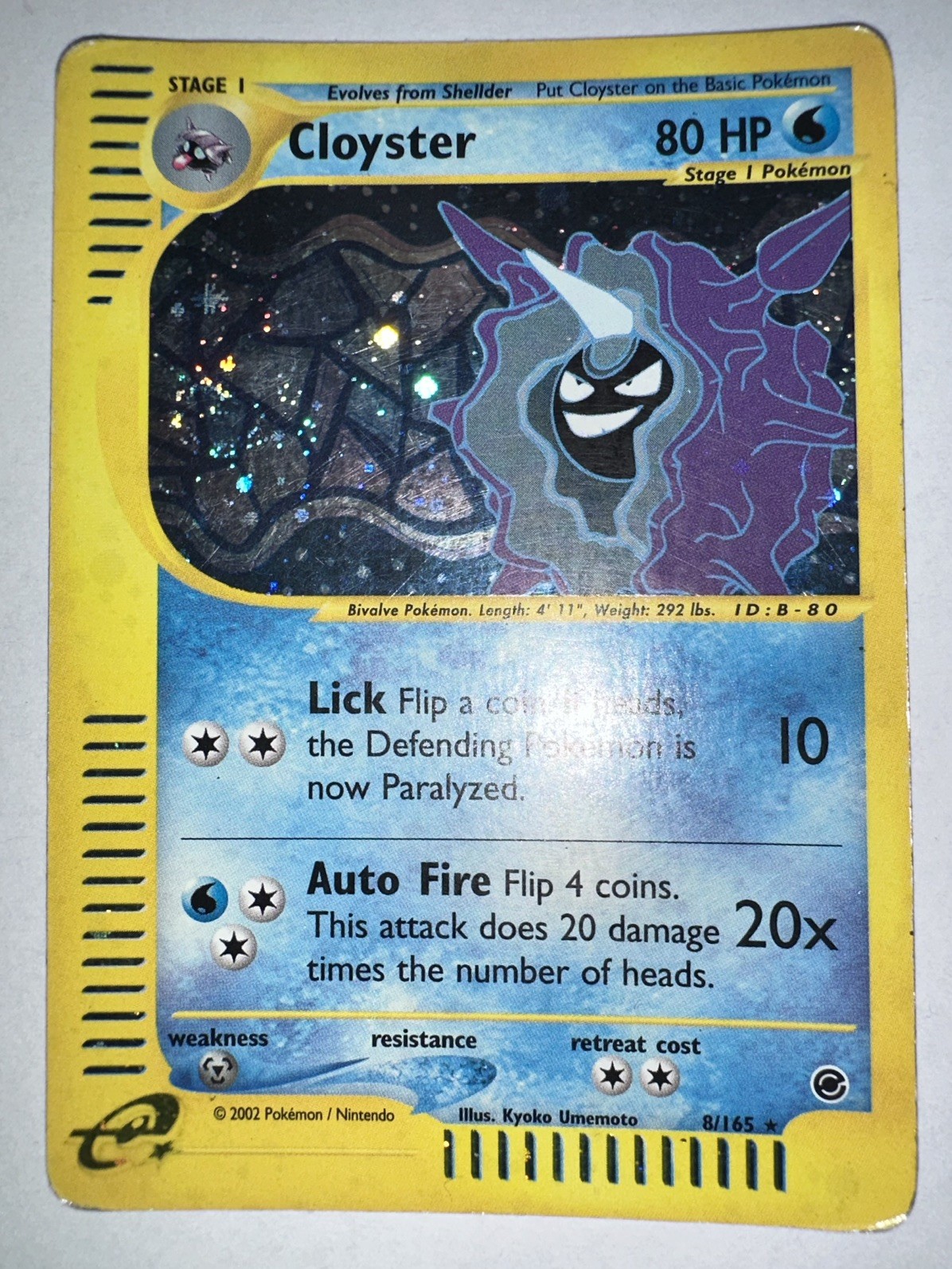 2002 Cloyster Expedition 8/165 Holo Pokemon Nintendo English SWIRL🌀