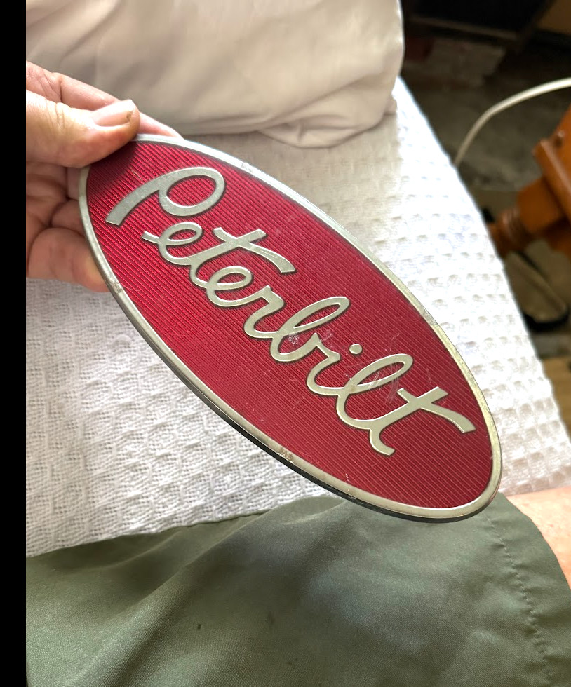 Vintage Peterbilt Truck Emblem Badge Oval 8 Inch Hood Ornament