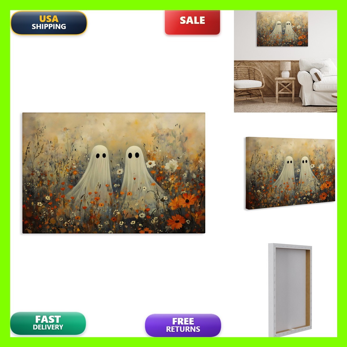 Stupell Industries Ghost In Autumnal Meadow Canvas Art Cf-404_Cn_20X30