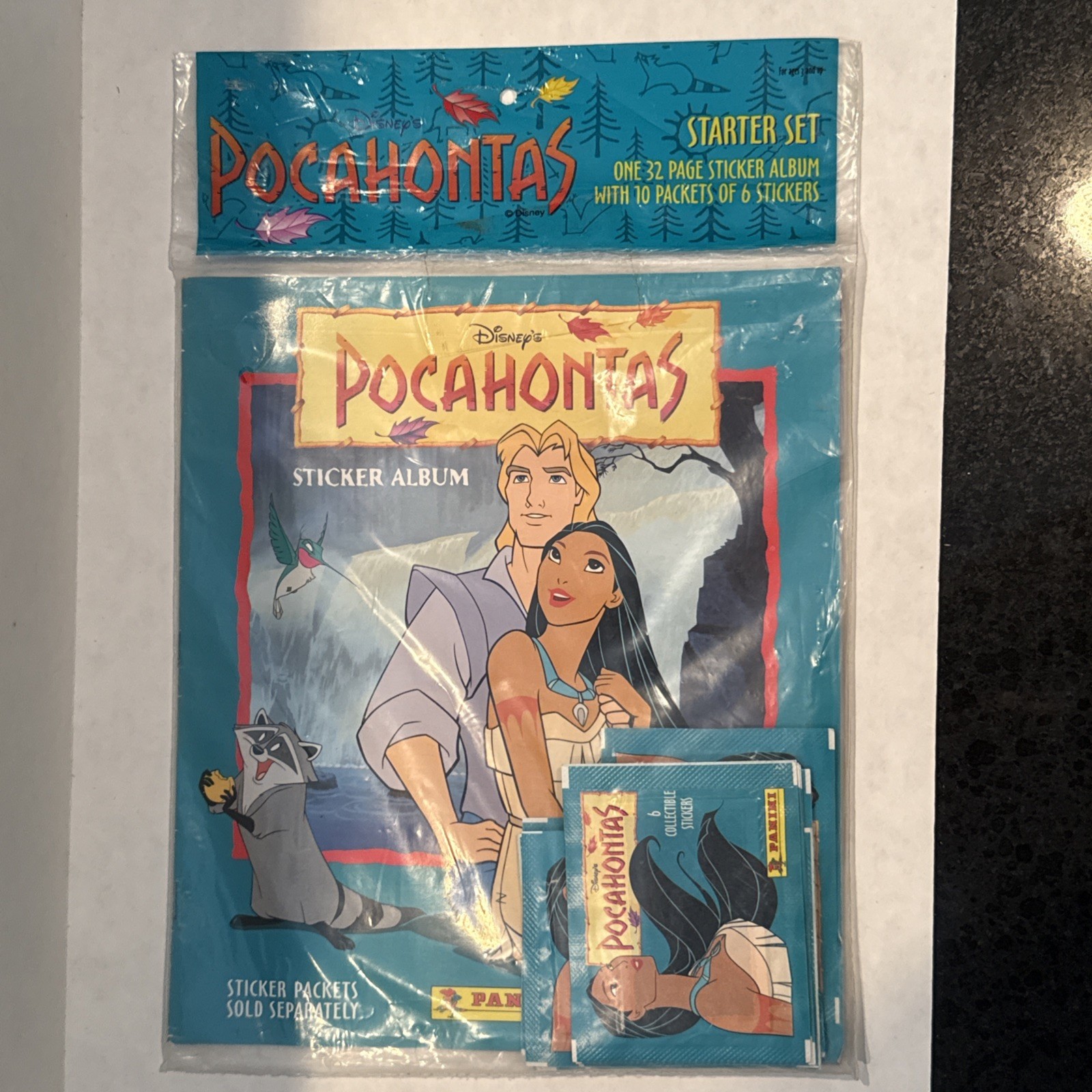 1995 Panini Pocahontas Complete Sticker Album with 10 packs Stickers New Sealed