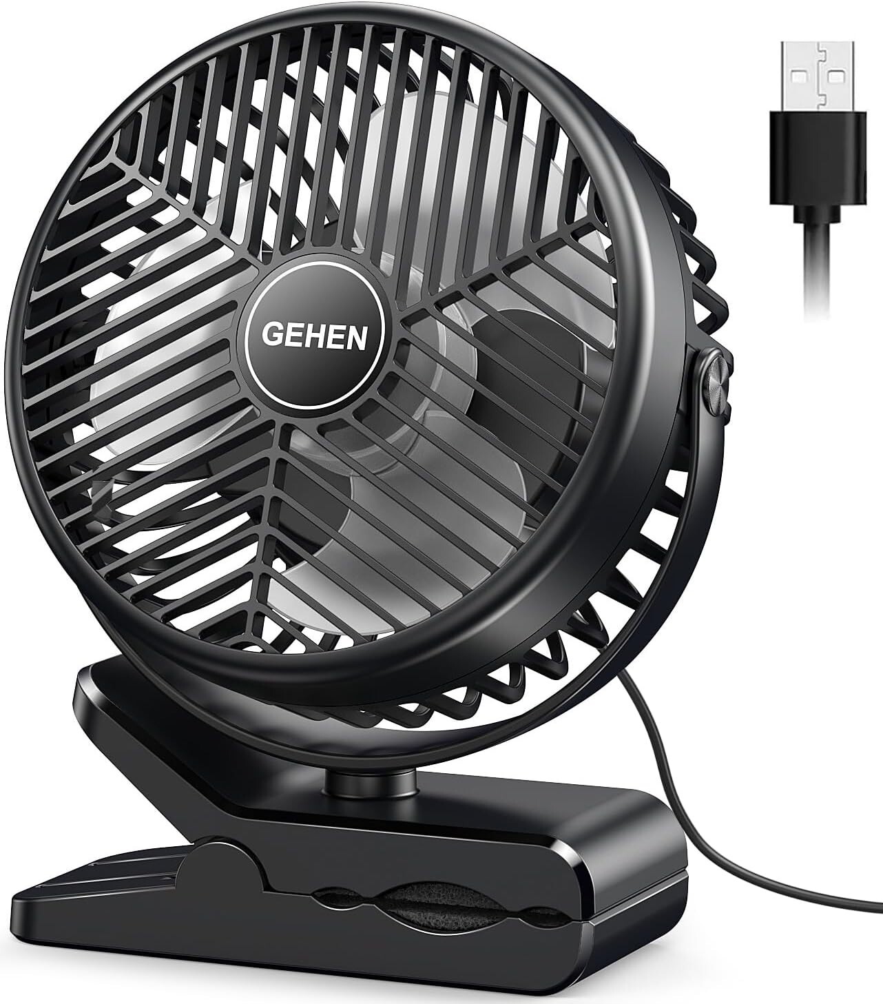 GEHEN 6 INCHESBedroom Clip on Fan Ultra Quiet Small Table Fan Black