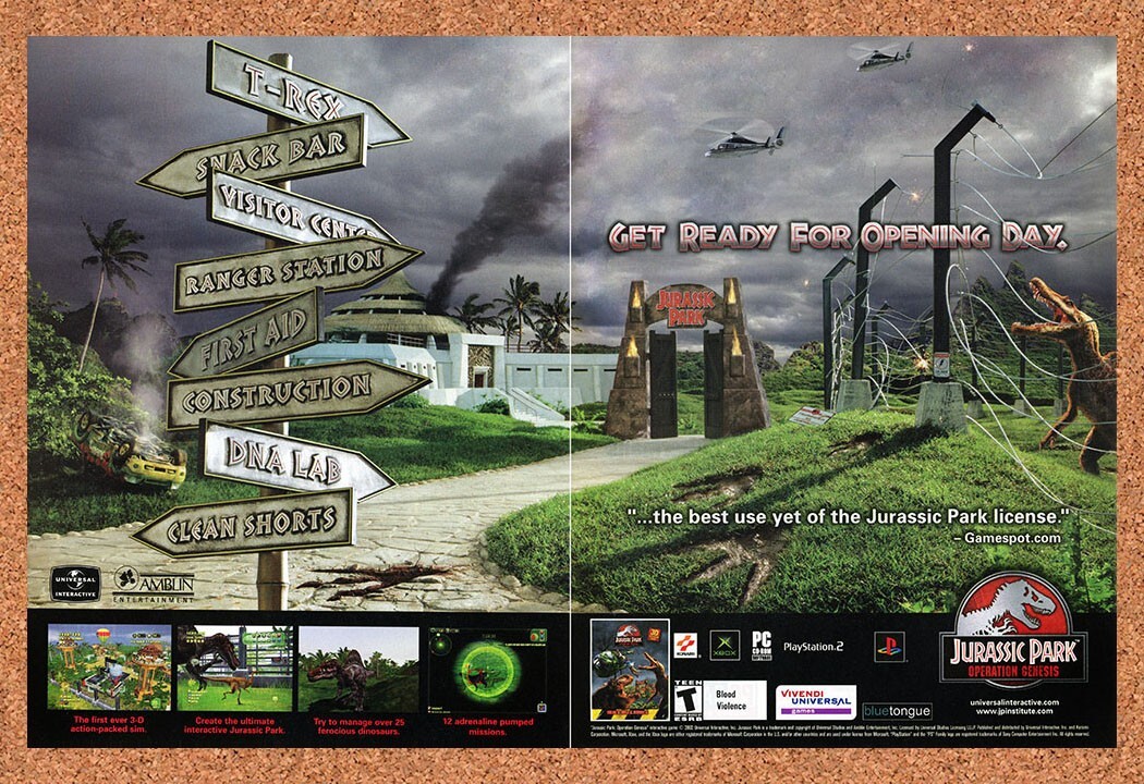 2003 Jurassic Park Operation Genesis Xbox Original Advertisement / Promo v1
