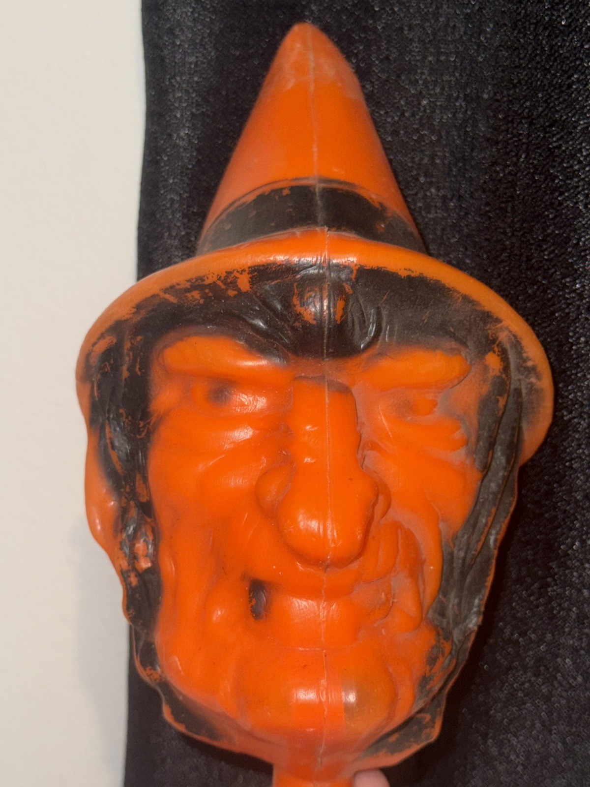 Vintage Bayshore Plastic Blowmold Halloween Witch Rattle Shaker Noise Maker