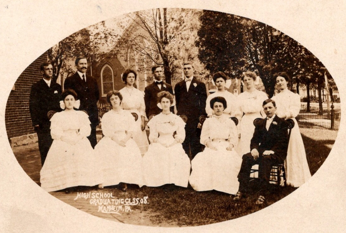 RPPC  1908  Manheim  Pennsylvania High School Graduating Class of 08\'  Postcard