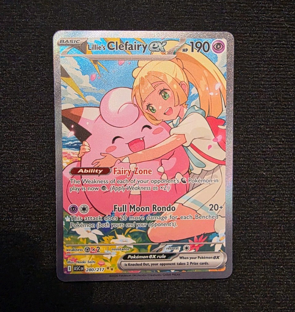 Pokémon TCG Lillie\'s Clefairy ex 280/217 Secret Rare Full Art Holo