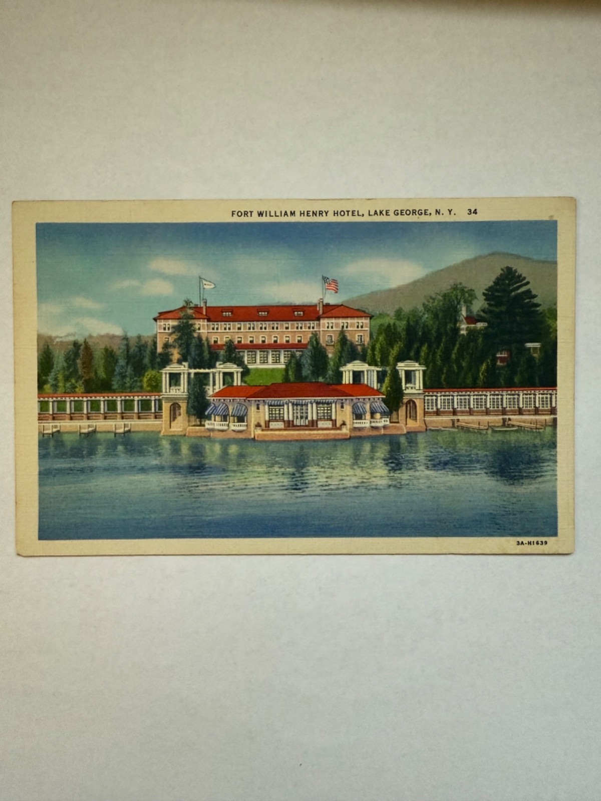 Vintage Fort William Henry Hotel Lake George New York NY LP Postcard Vintage Fort William Henry Hotel Lake George New York NY LP Postcard