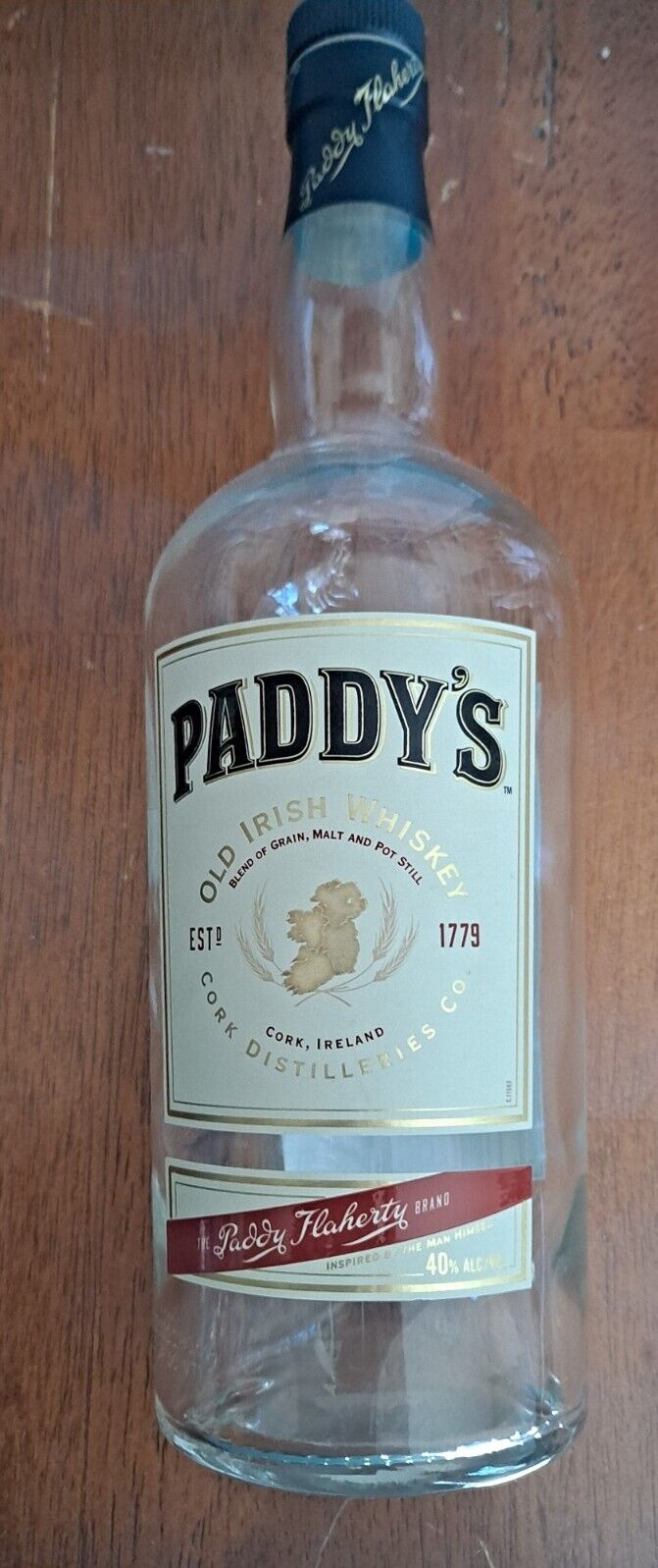 Paddy\'s Old Irish Whiskey Empty 750ml  Bottle