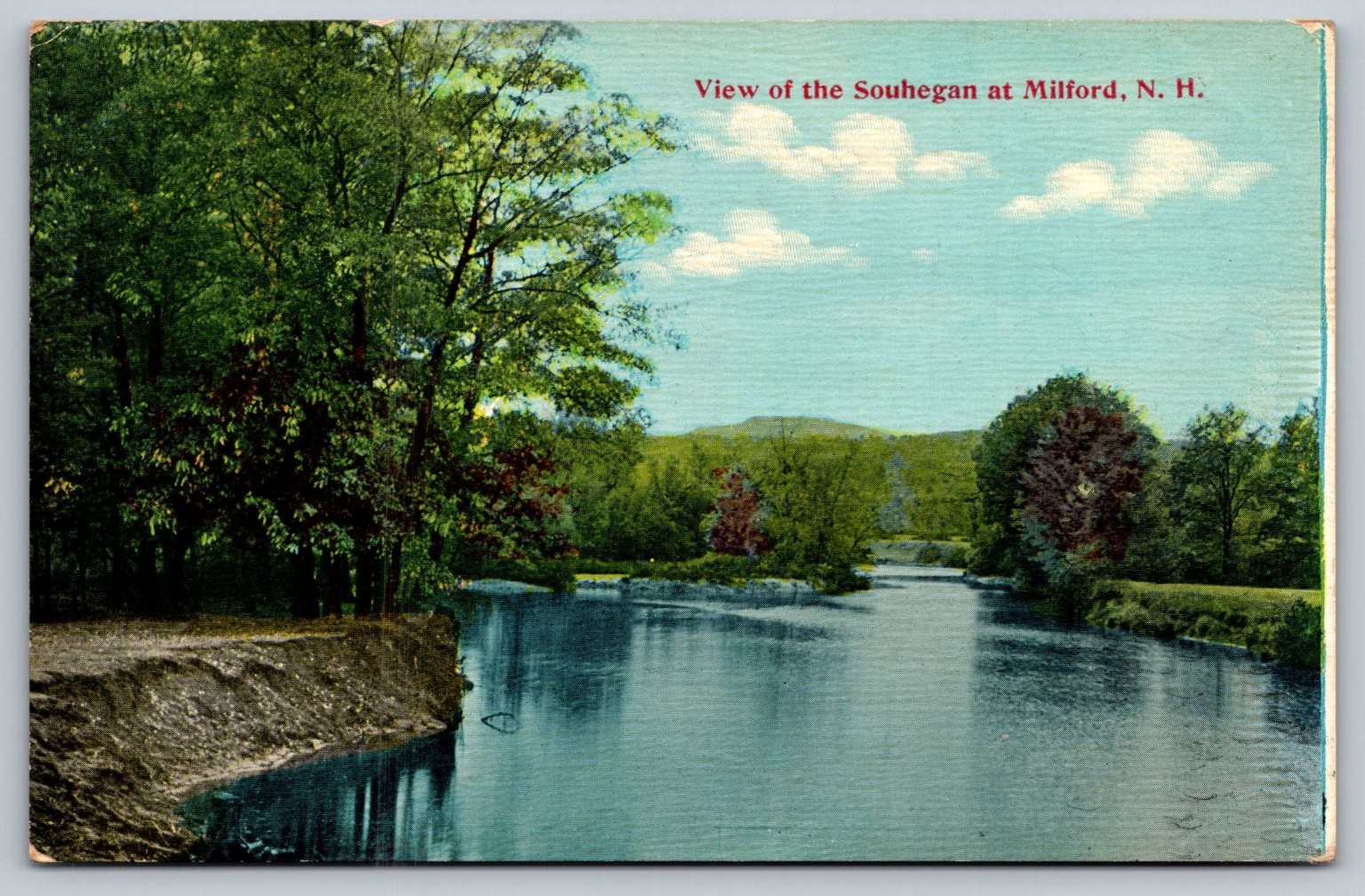 Vintage Postcard View of Souhegan River Milford New Hampshire 1914 Vintage Postcard View of Souhegan River Milford New Hampshire 1914