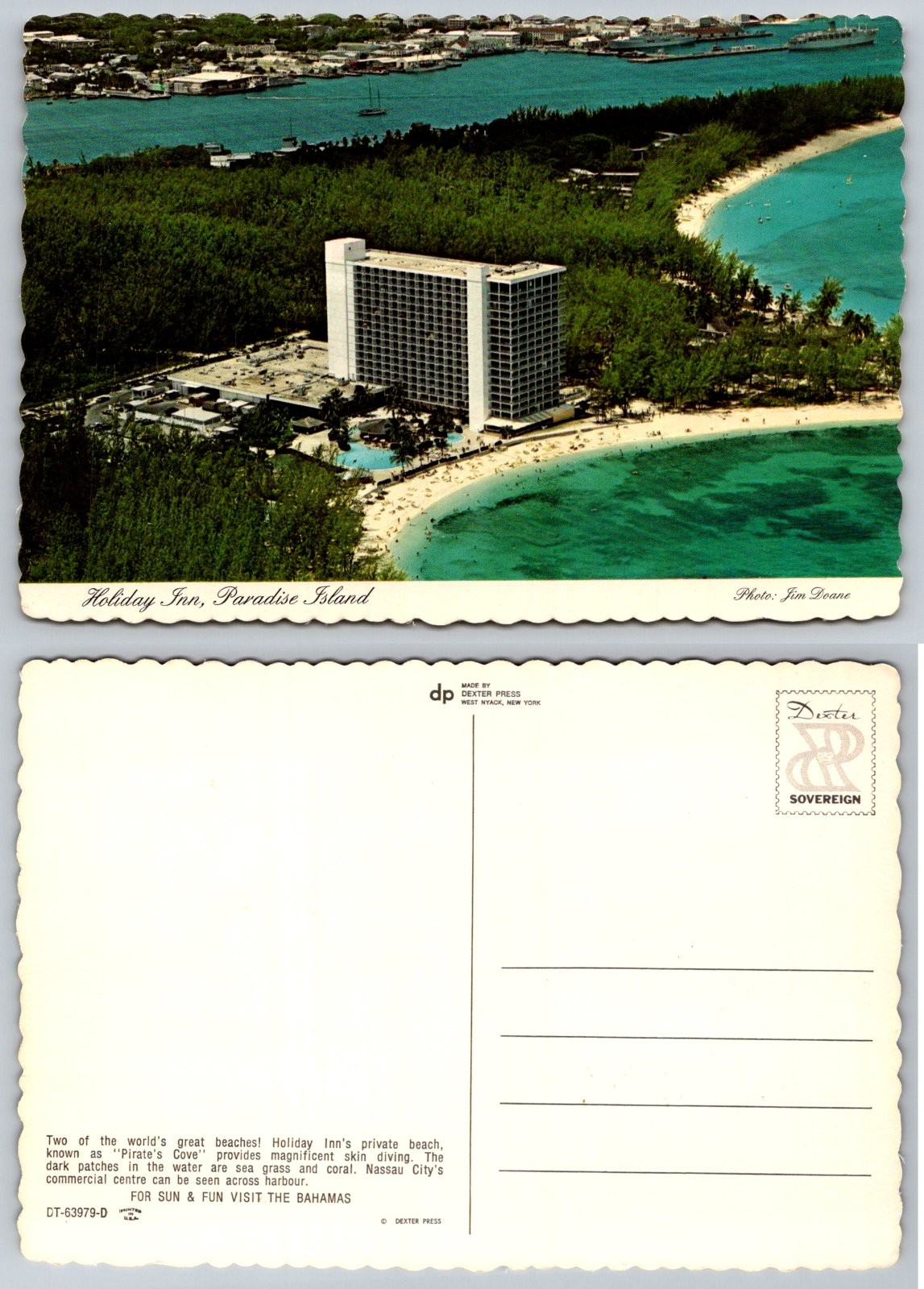 Continental Holiday Inn Paradise Island Bahamas Beach Aerial View Postcard