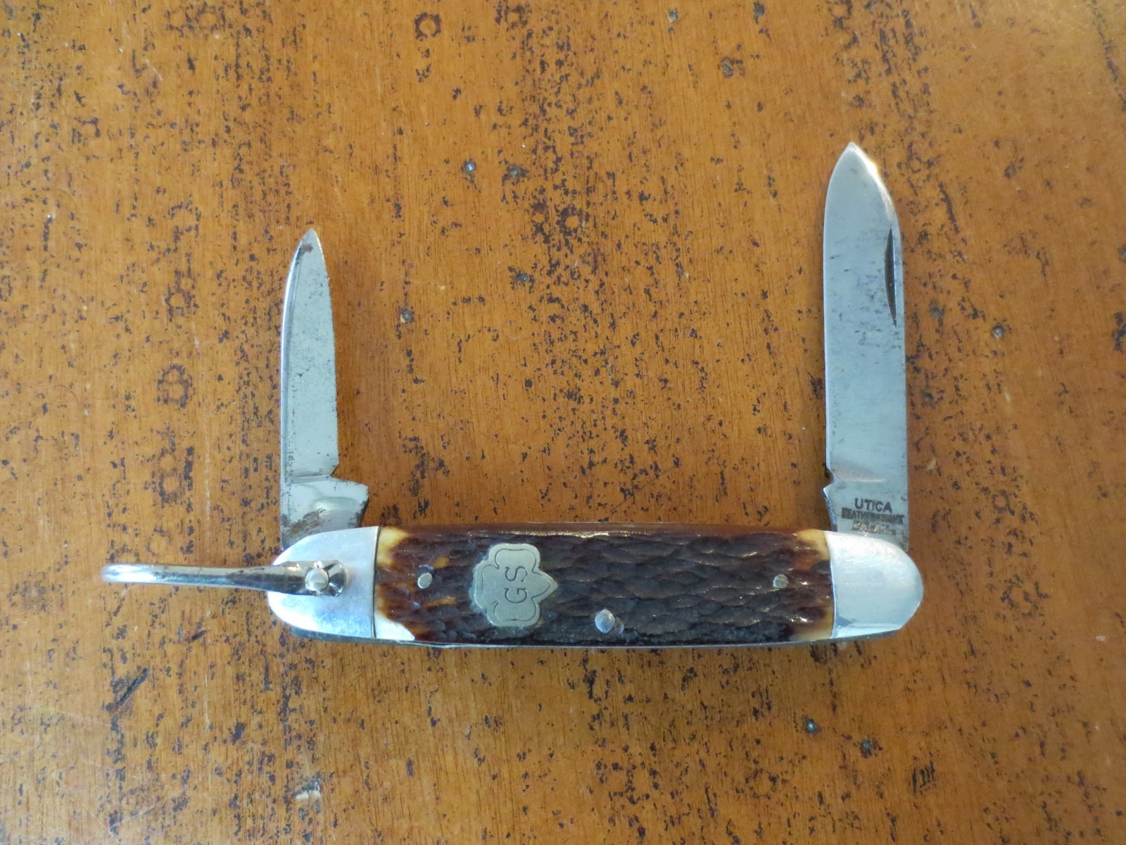 EARLY VINTAGE UTICA FEATHERWEIGHT GIRL SCOUT KNIFE - 1950's - 2 BLADE - EXC ORIG
