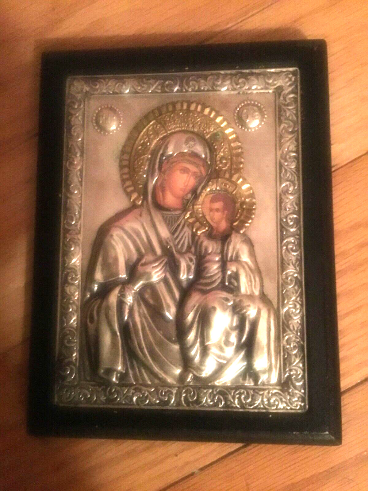 Antique Religious Icon Madonna& Child