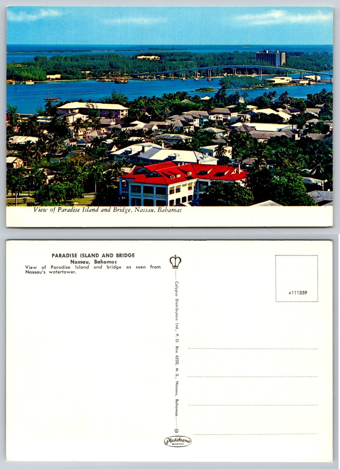 Continental Paradise Island Bridge Nassau Bahamas Postcard