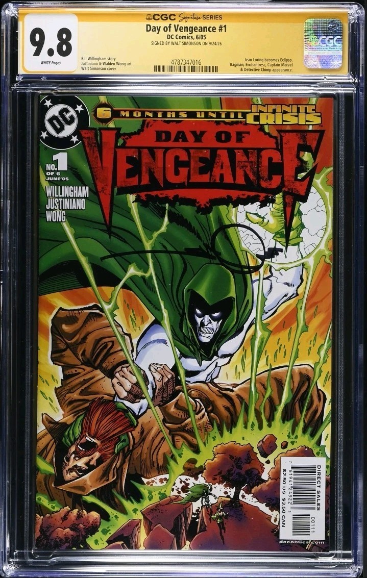 DC DAY OF VENGEANCE 1 CGC 9.8 SS SIGNED WALT SIMONSON 