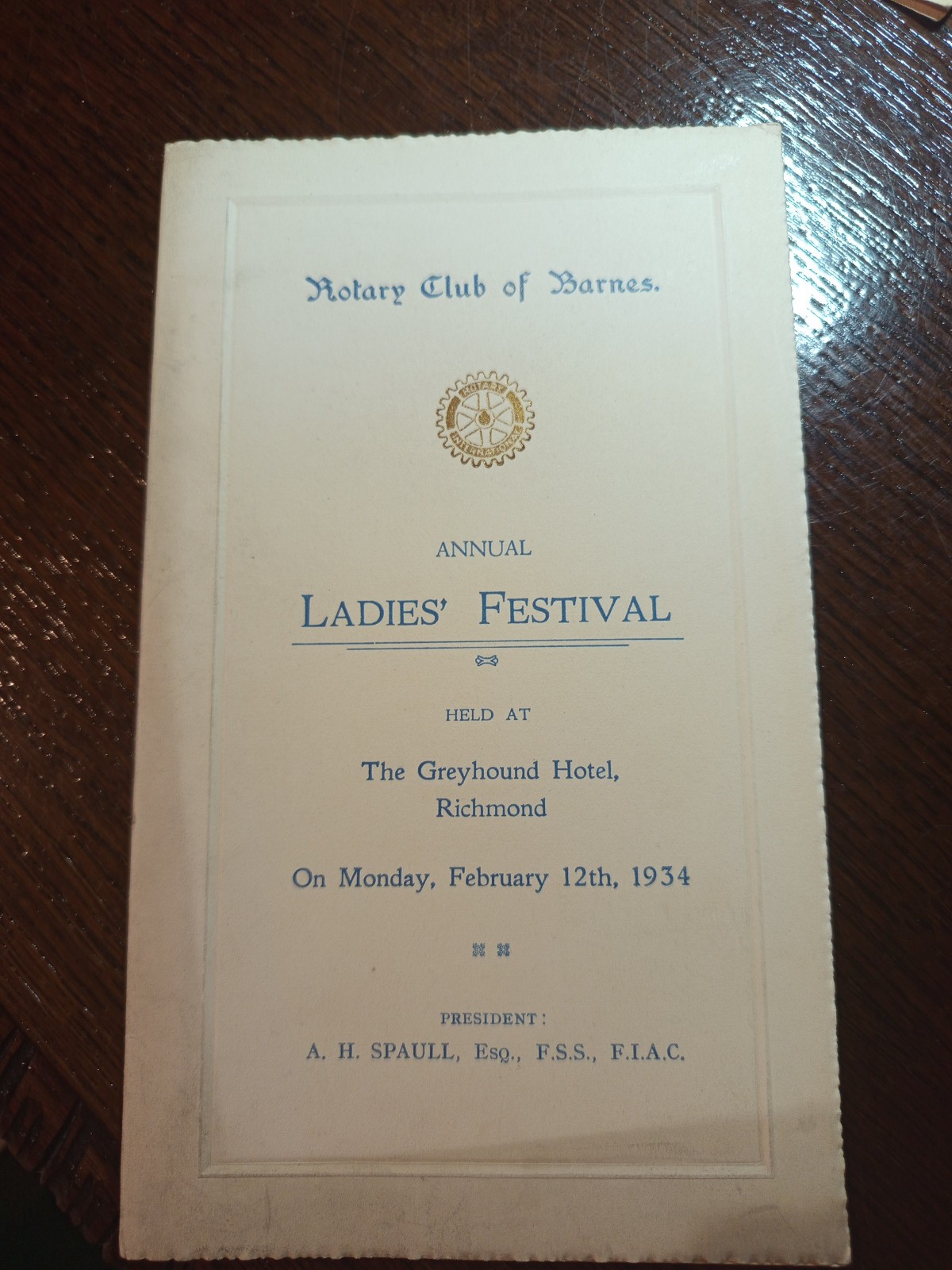 1934 Rotary Club of Barnes Ladies Festival   Freemasonry  masonic/904