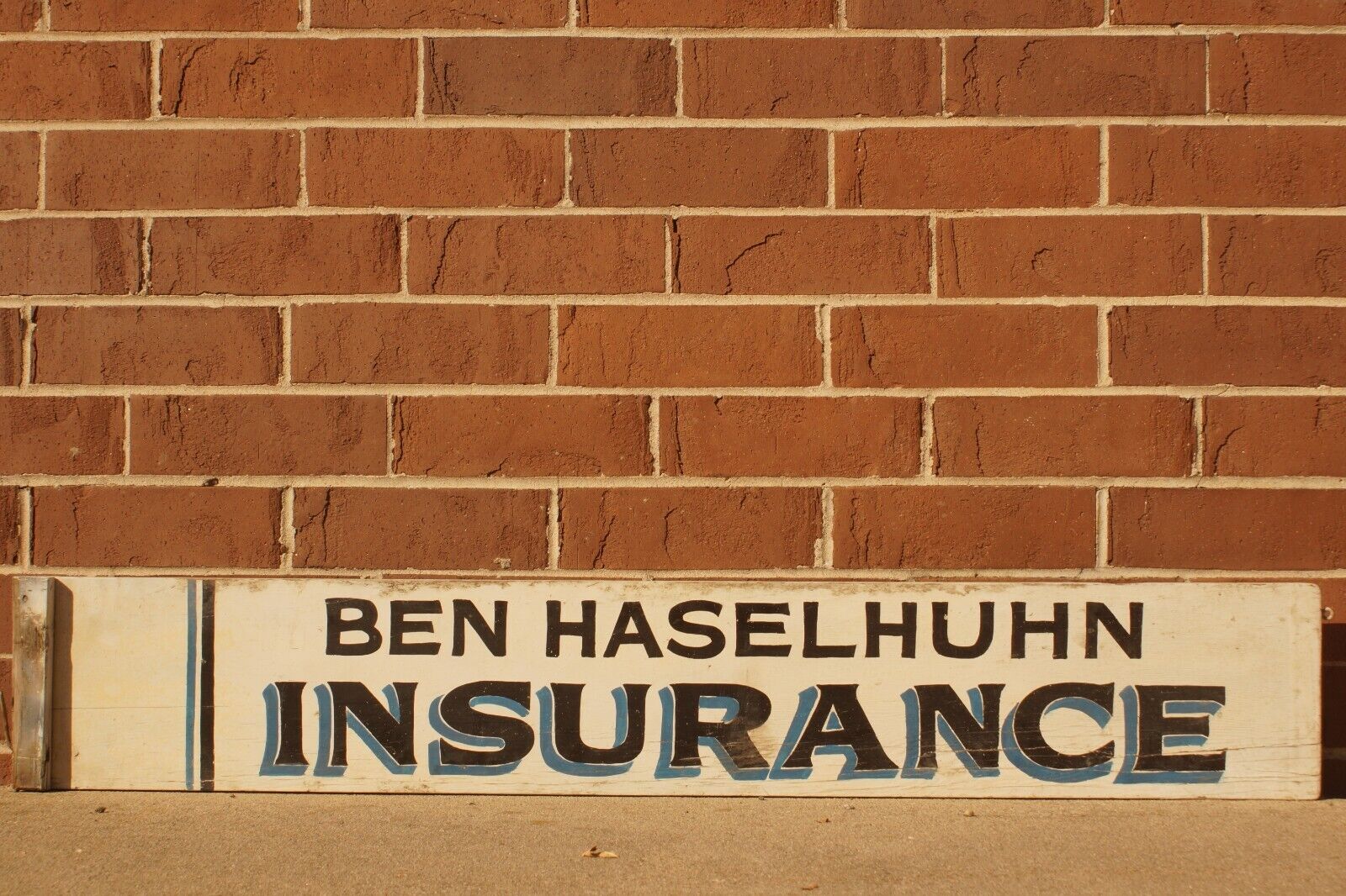 Antique Primitive Hand Painted Ben Haselhuhn Insurance Sign 56\