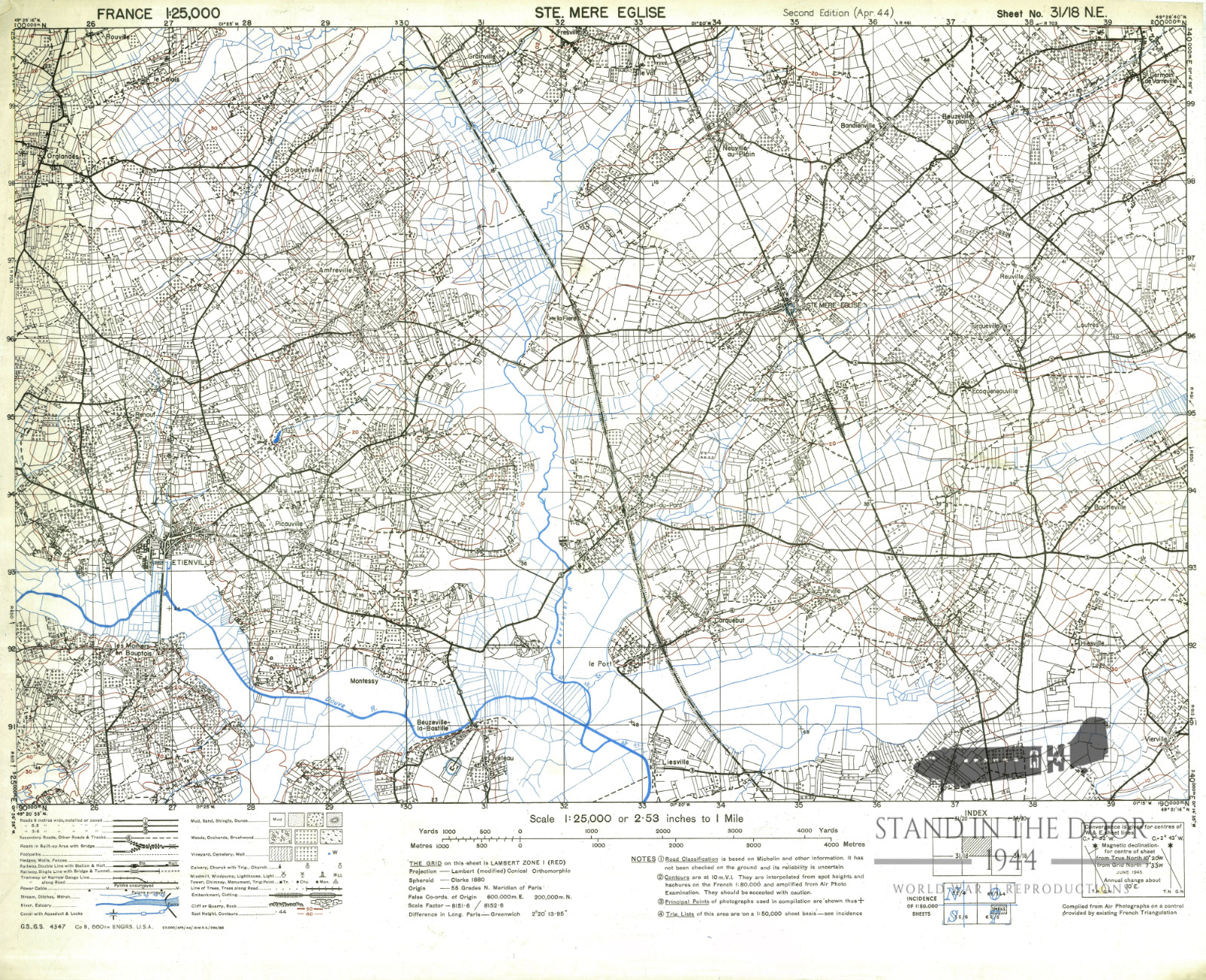 WW2 Normandy D-Day map 1 Ste Mere Eglise