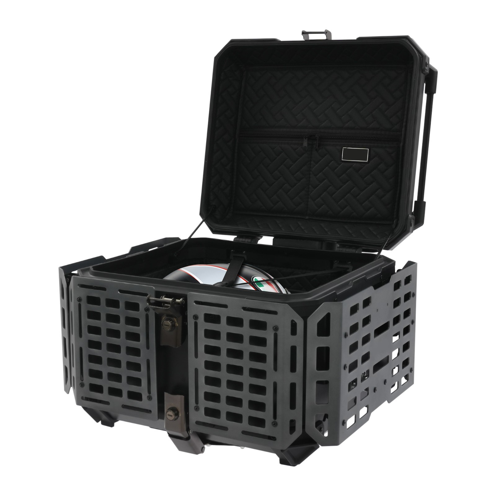 55L Motorcycle Rear Top Box Black Aluminium Alloy Tail Carrier Luggage Toolcase
